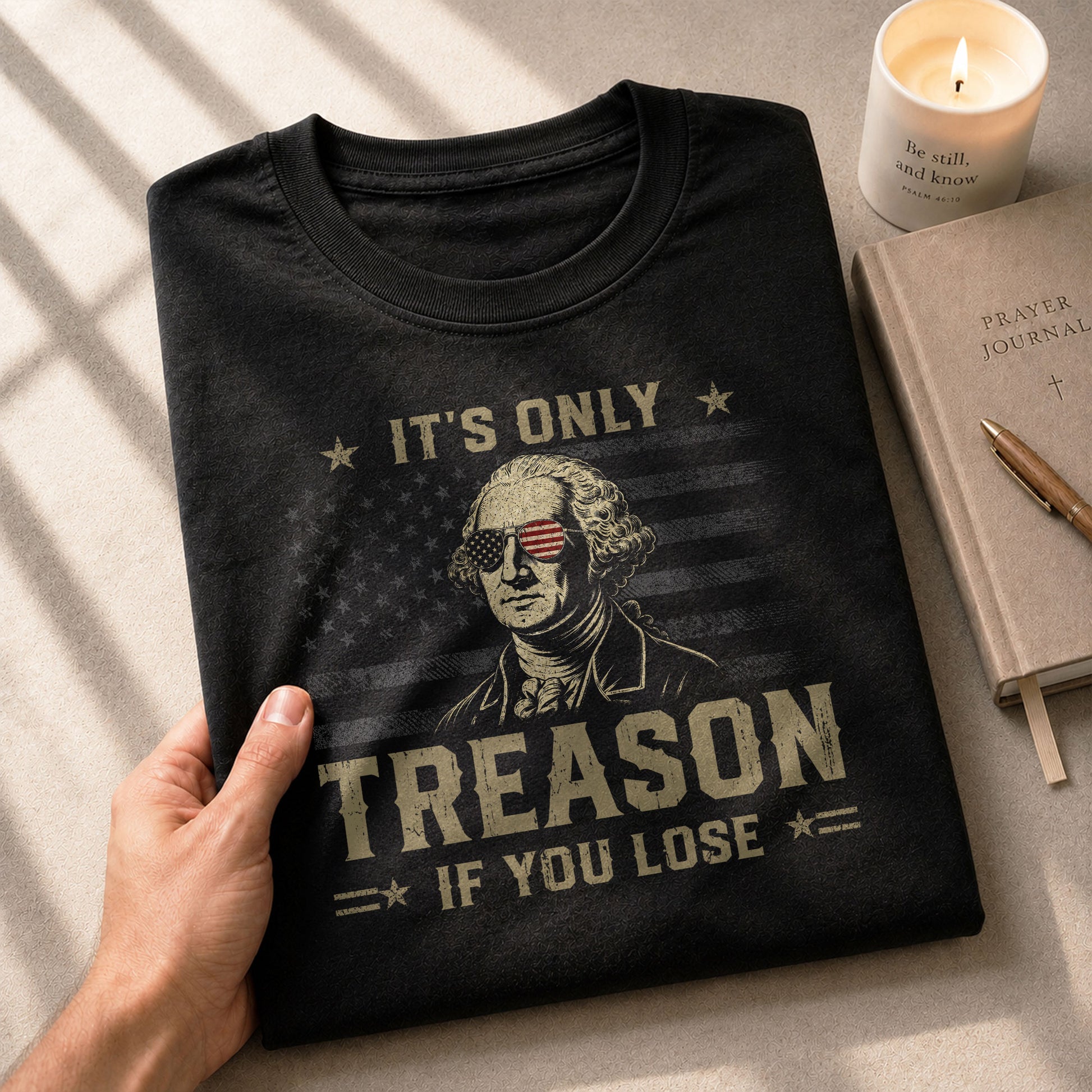 It's Only Treason If You Lose Shirt George Washington Patriotic American Flag 2D Tee - Rust Field Wear