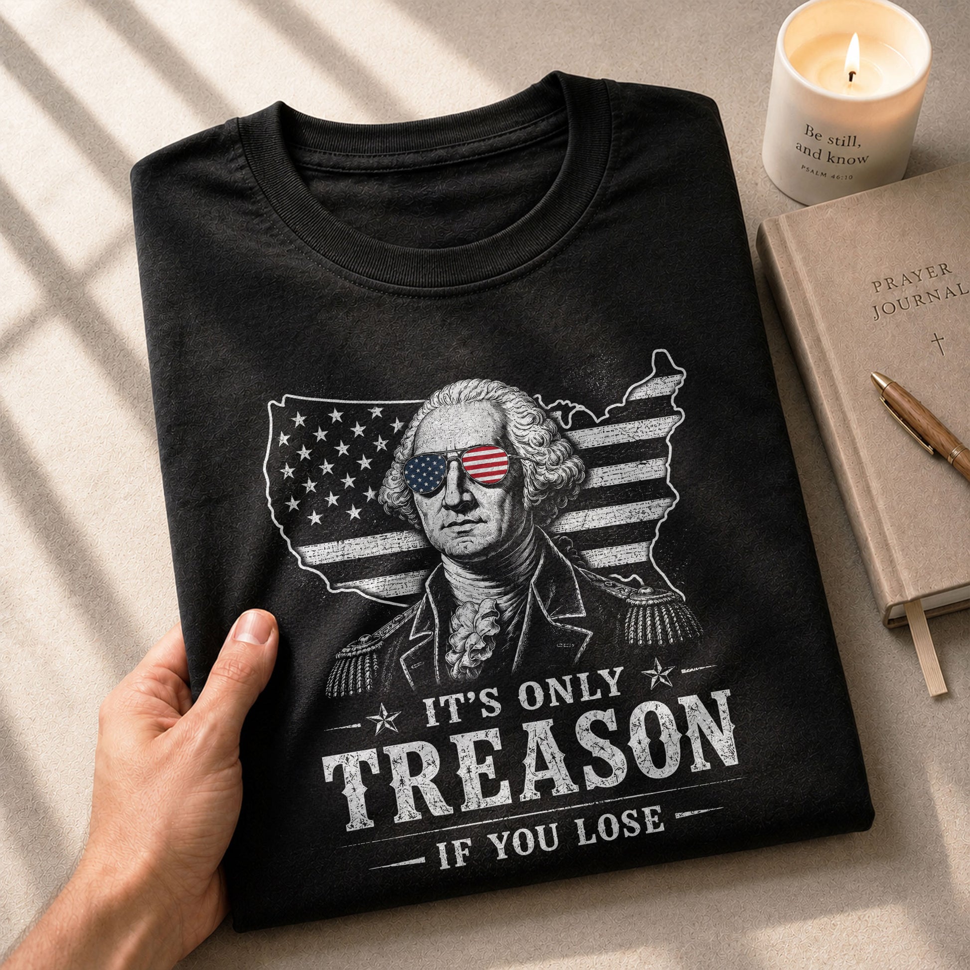 It's Only Treason If You Lose Shirt George Washington USA Map Patriotic 2D Graphic Tee - Rust Field Wear
