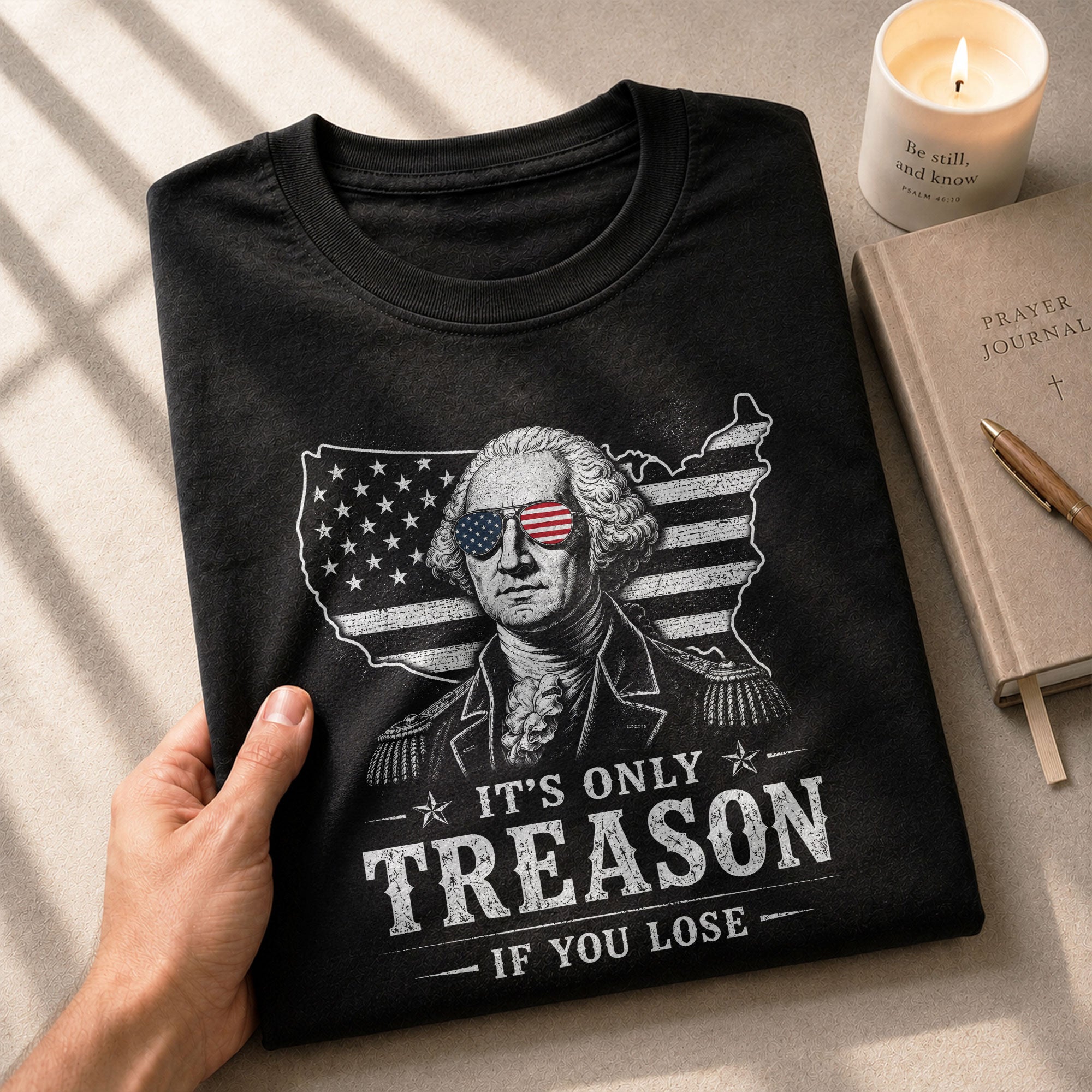It's Only Treason If You Lose Shirt George Washington USA Map Patriotic 2D Graphic Tee - Rust Field Wear