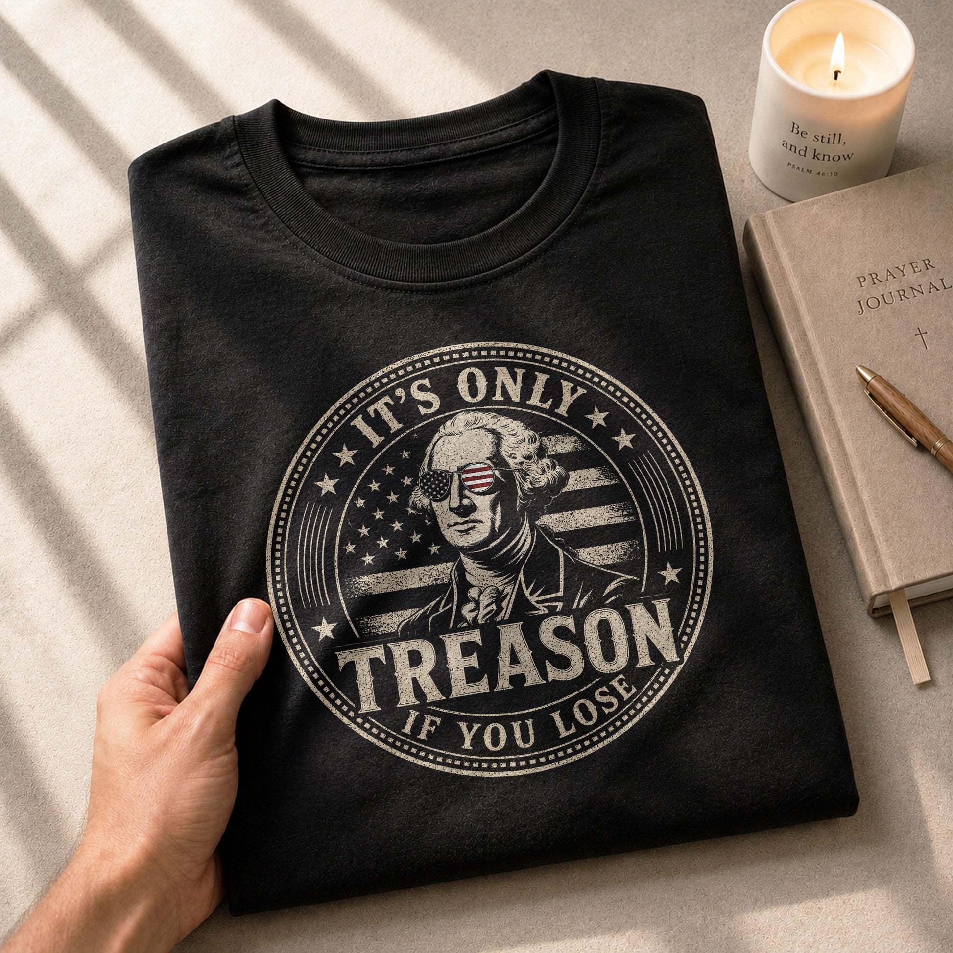 It's Only Treason If You Lose Shirt George Washington Circle Badge Patriotic 2D Graphic Tee - Rust Field Wear