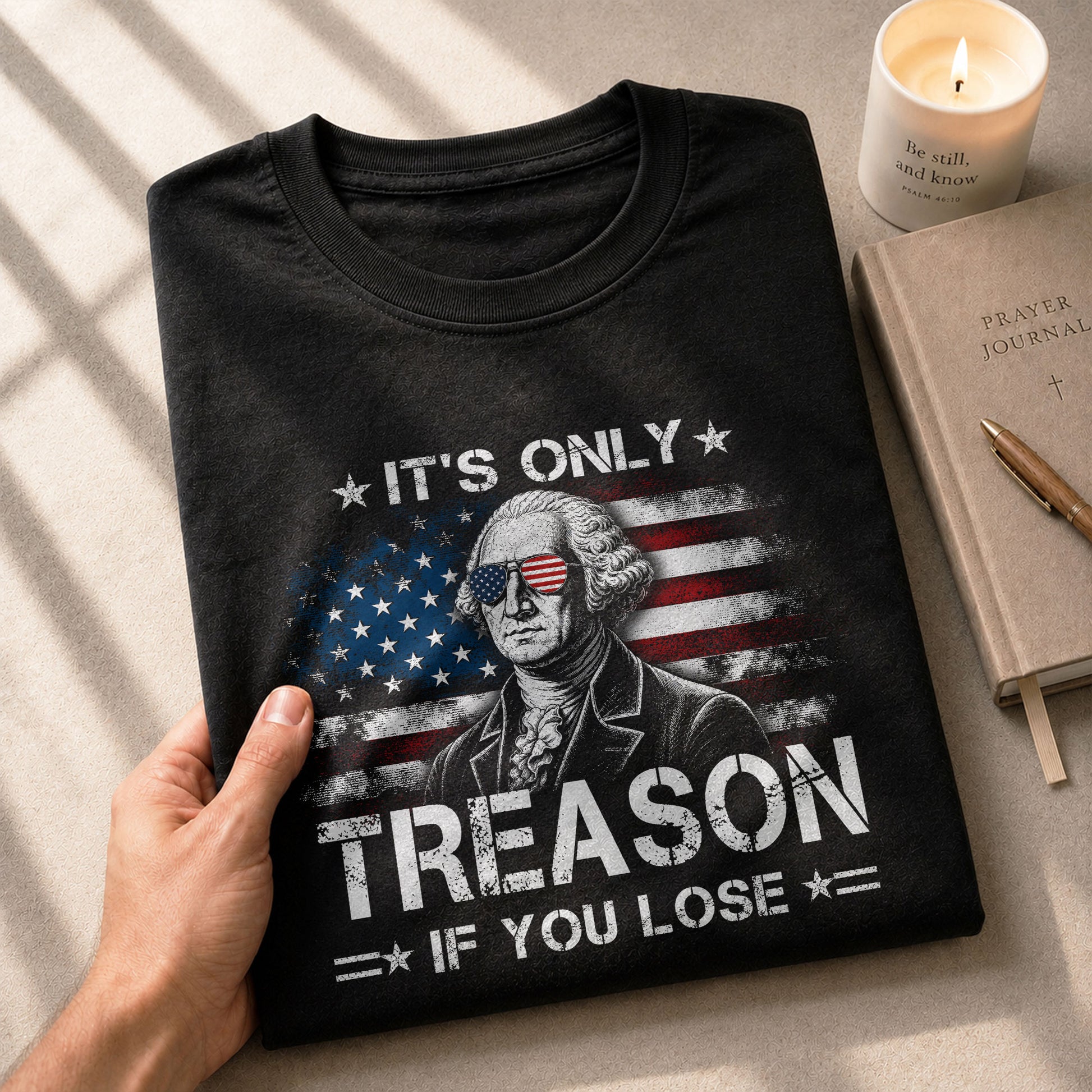 It's Only Treason If You Lose Shirt George Washington Patriotic Flag 2D Graphic Tee - Rust Field Wear