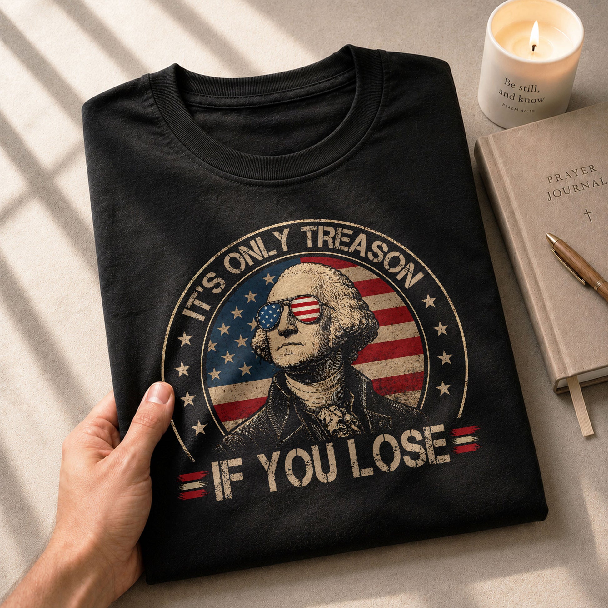 It's Only Treason If You Lose Shirt George Washington Circle Flag Patriotic 2D Graphic Tee - Rust Field Wear