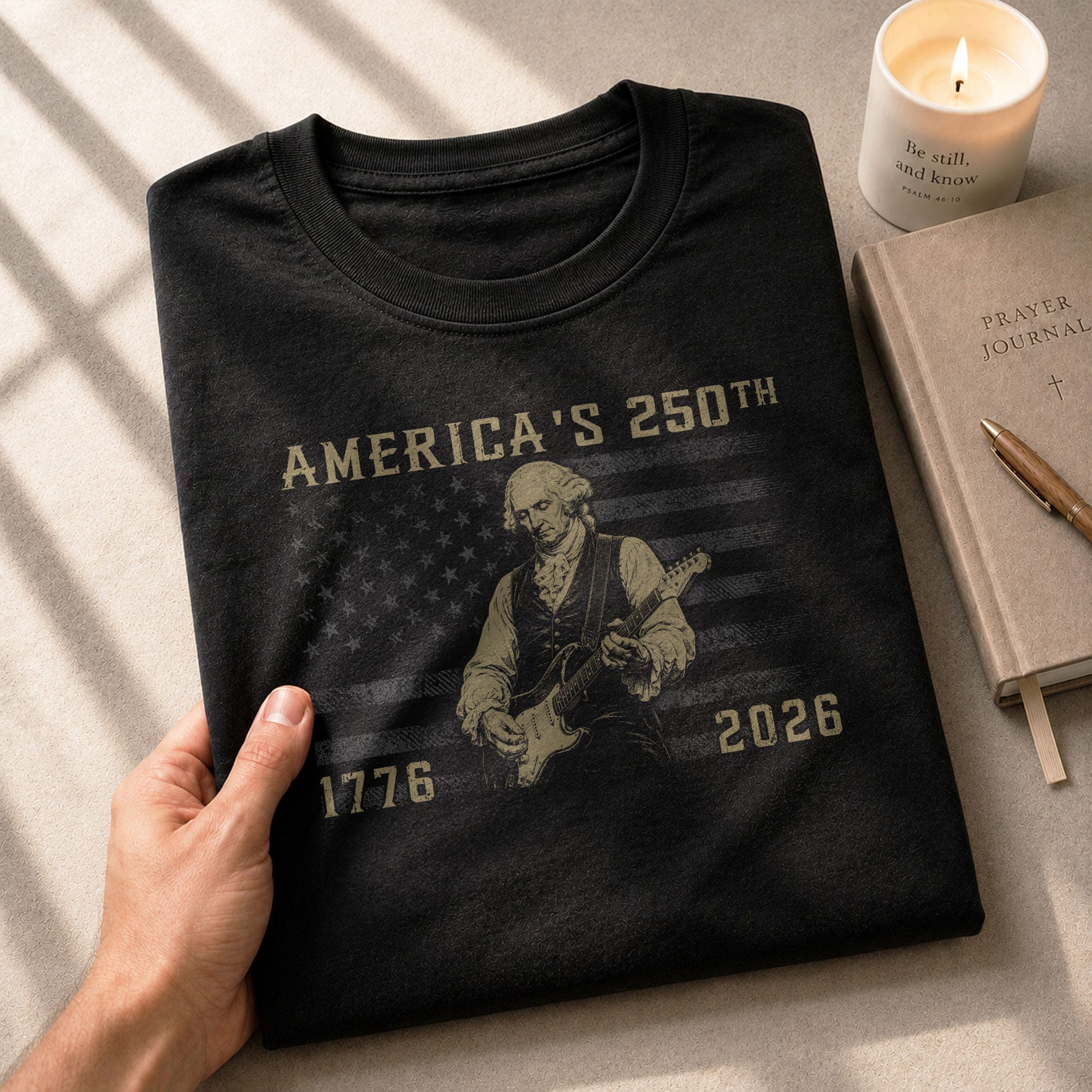 America's 250th George Washington Playing Guitar Patriotic Flag 1776-2026 Shirt - Rust Field Wear