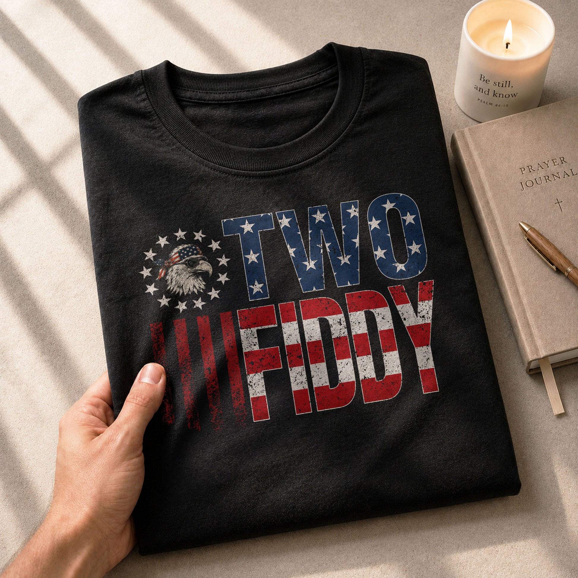Two Fiddy Star-Spangled Graphic Tee - Patriotic 250th Anniversary Vintage Cotton Shirt - Rust Field Wear