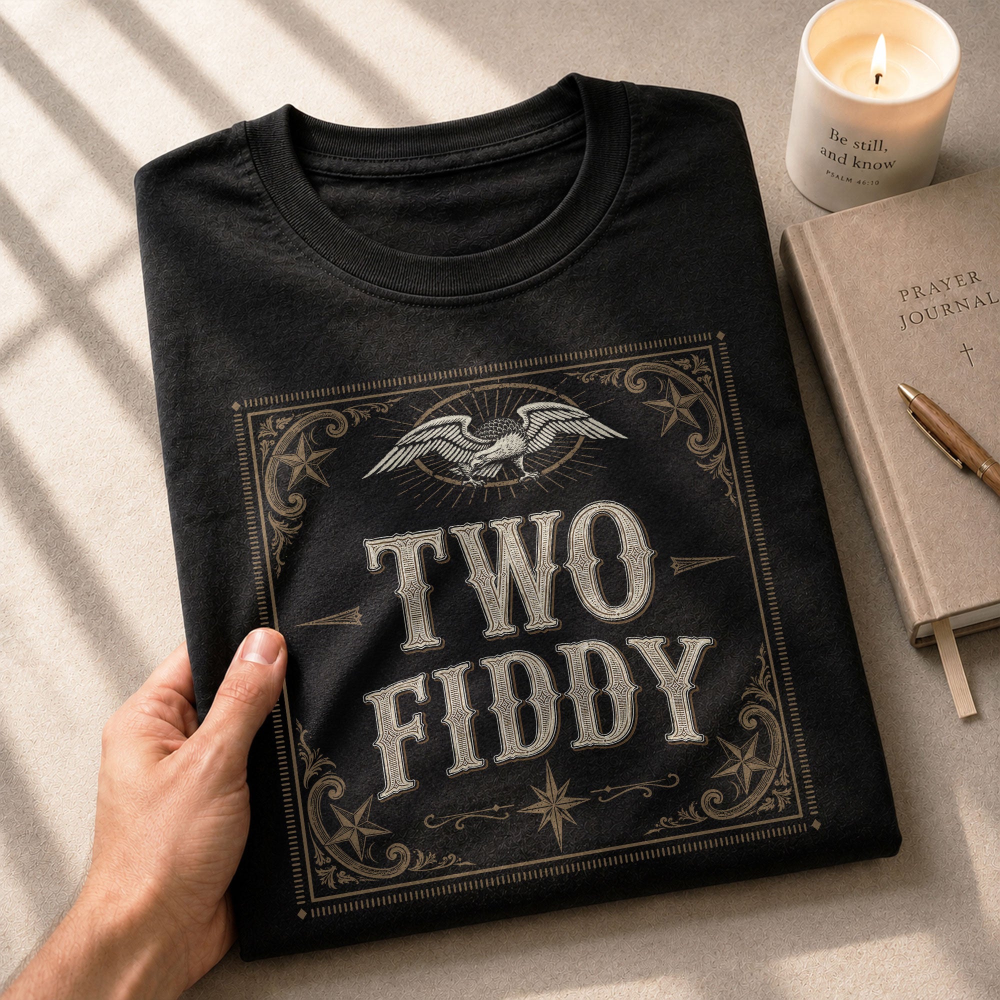 Two Fiddy Vintage Emblem Graphic Tee - Elegant 250th Anniversary Heritage Cotton Shirt - Rust Field Wear