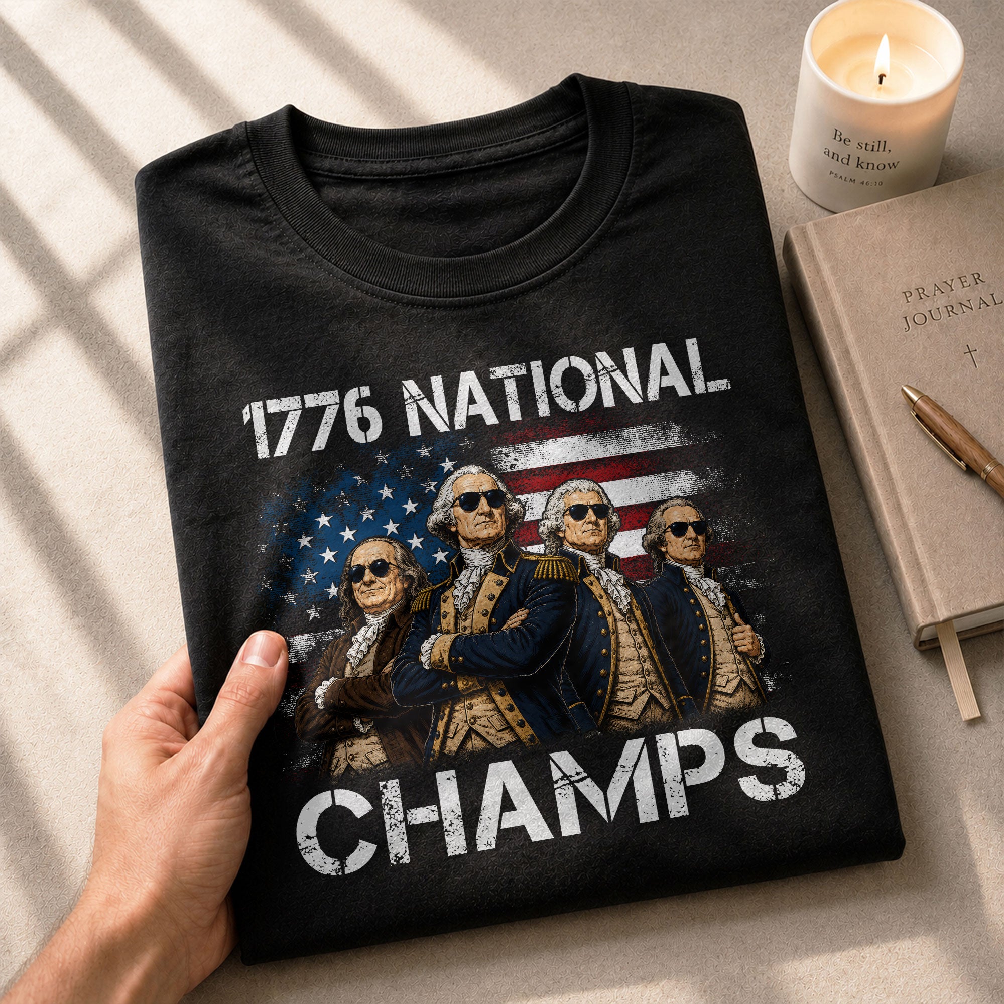 1776 National Champs T-Shirt - Patriotic Founding Fathers Graphic Tee for Men & Women - Rust Field Wear