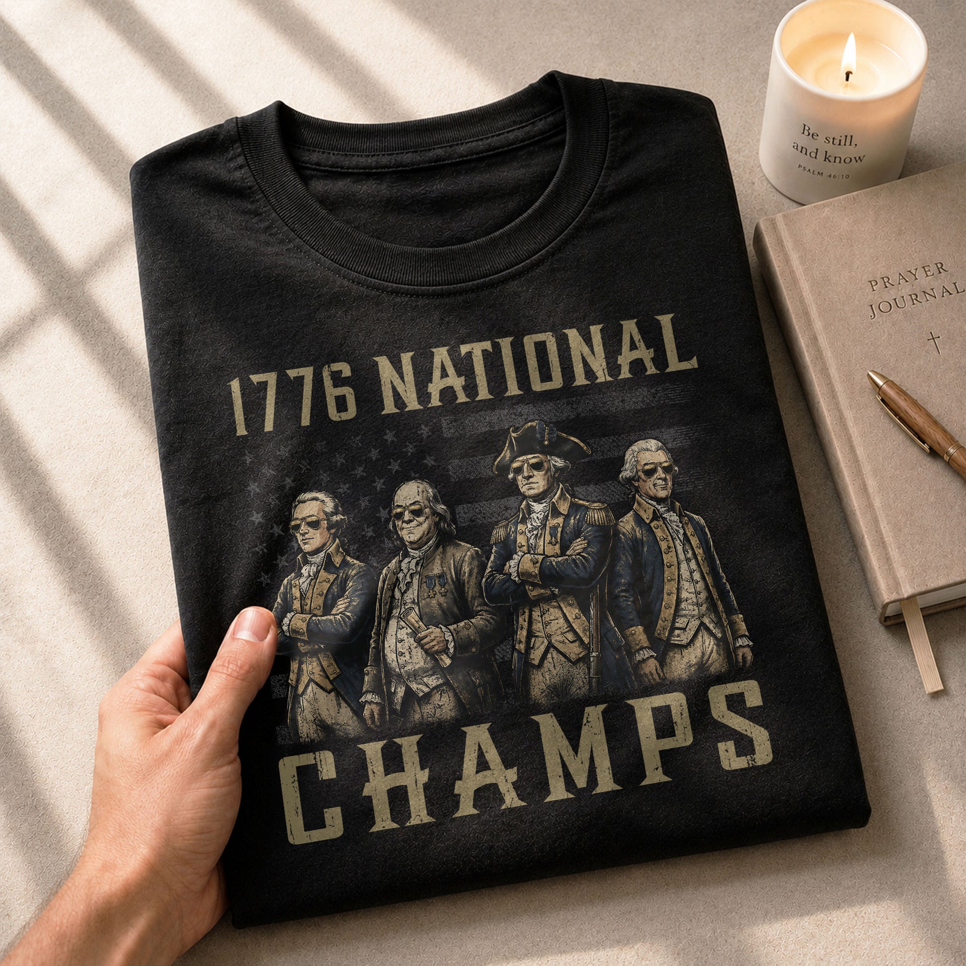 1776 National Champs T-Shirt - Unique Founding Fathers Patriotic History Graphic Tee - Rust Field Wear