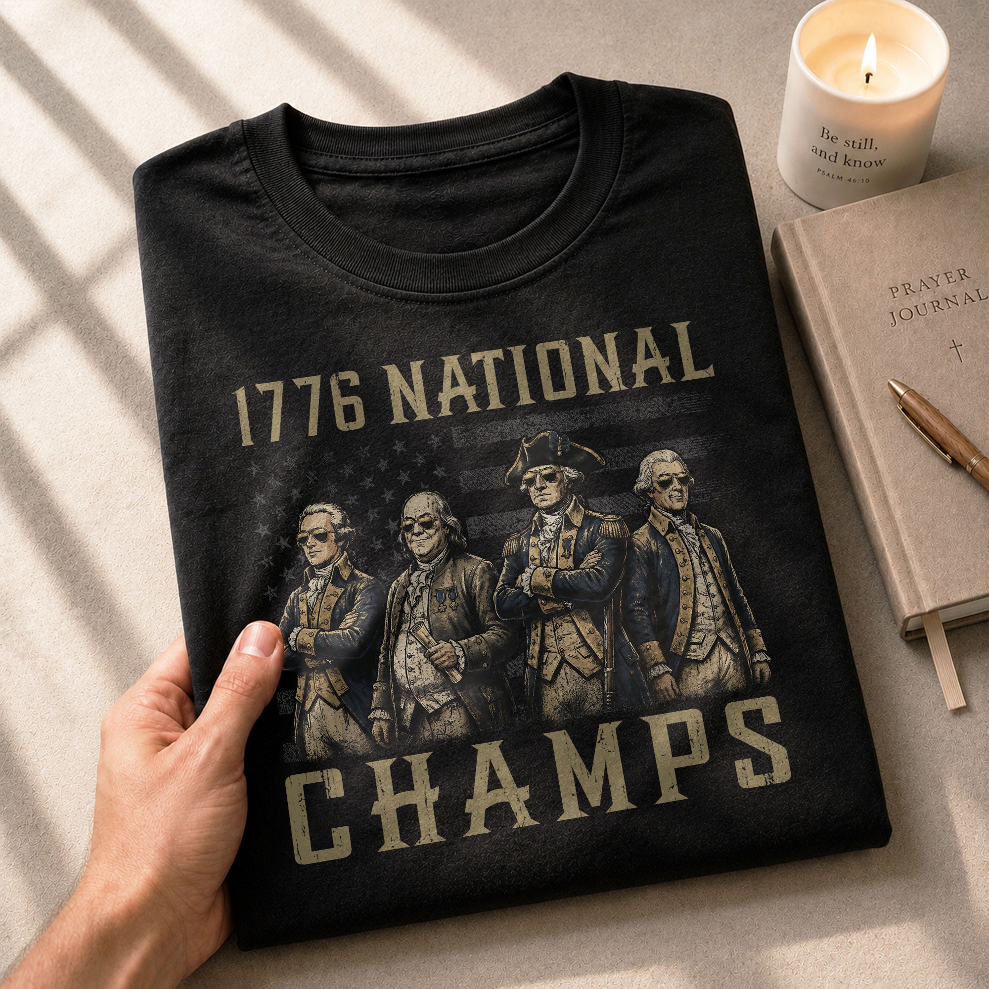 1776 National Champs T-Shirt - Unique Founding Fathers Patriotic History Graphic Tee - Rust Field Wear