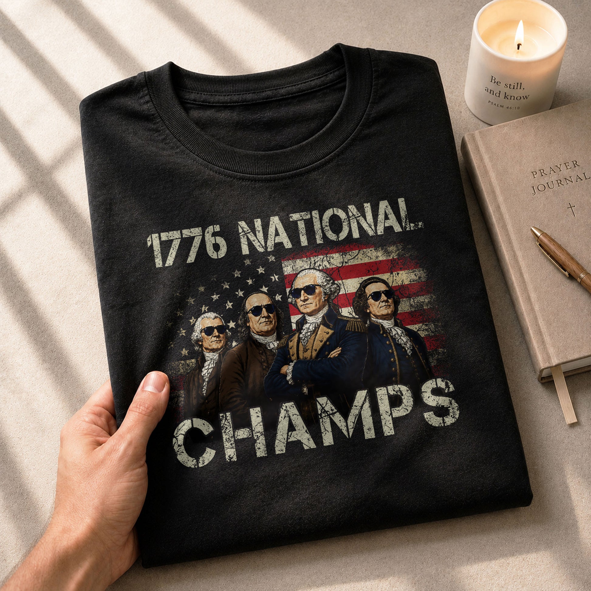 1776 National Champs T-Shirt – Patriotic Founding Fathers Graphic Tee for Casual Wear - Rust Field Wear