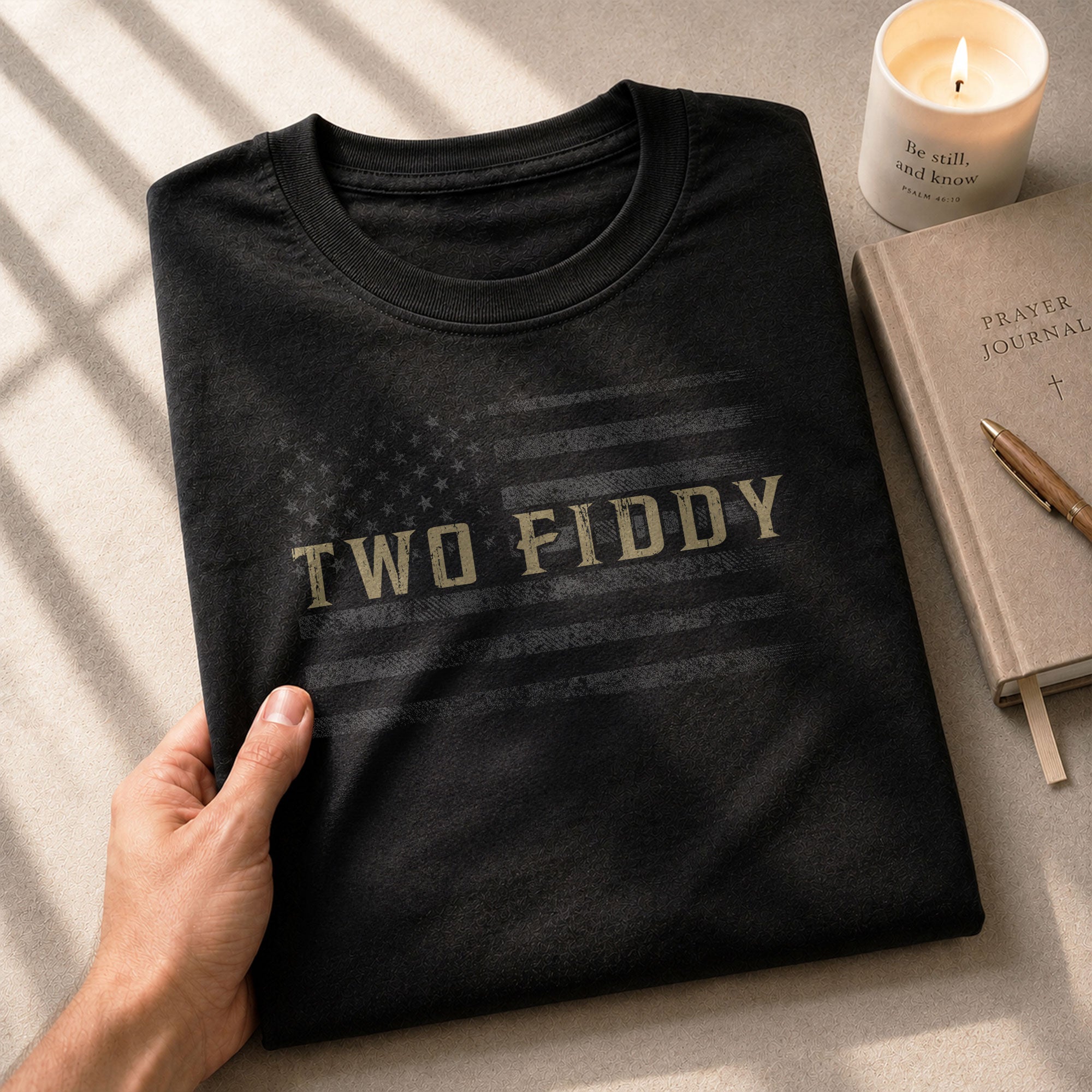 Two Fiddy Graphic T-Shirt Vintage Style Flag Design Casual Apparel Short Sleeve Tee - Rust Field Wear