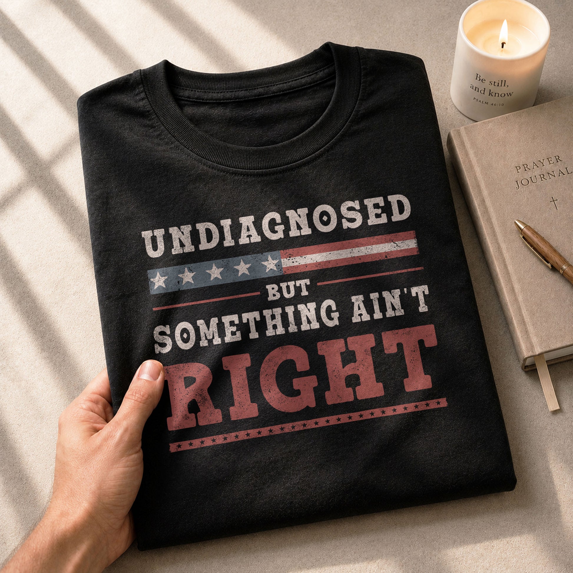 Undiagnosed But Something Ain't Right Shirt Patriotic Vintage Funny Quote Graphic Tee - Rust Field Wear