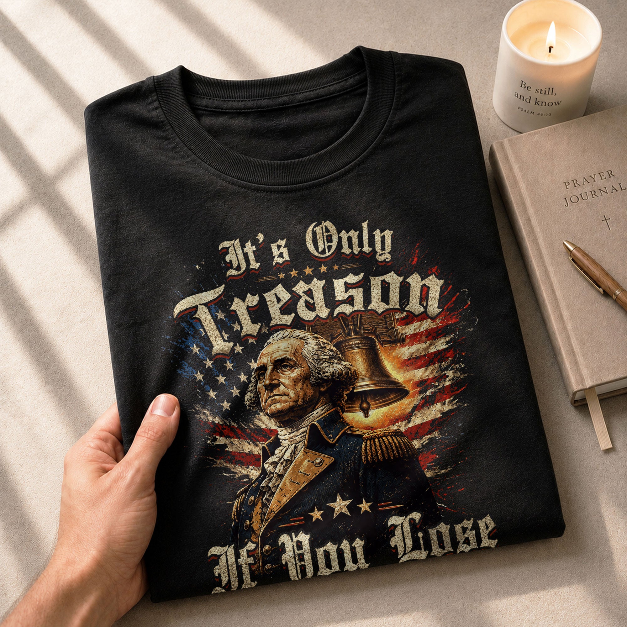 George Washington T-Shirt - It’s Only Treason If You Lose American Flag Graphic Tee - Rust Field Wear