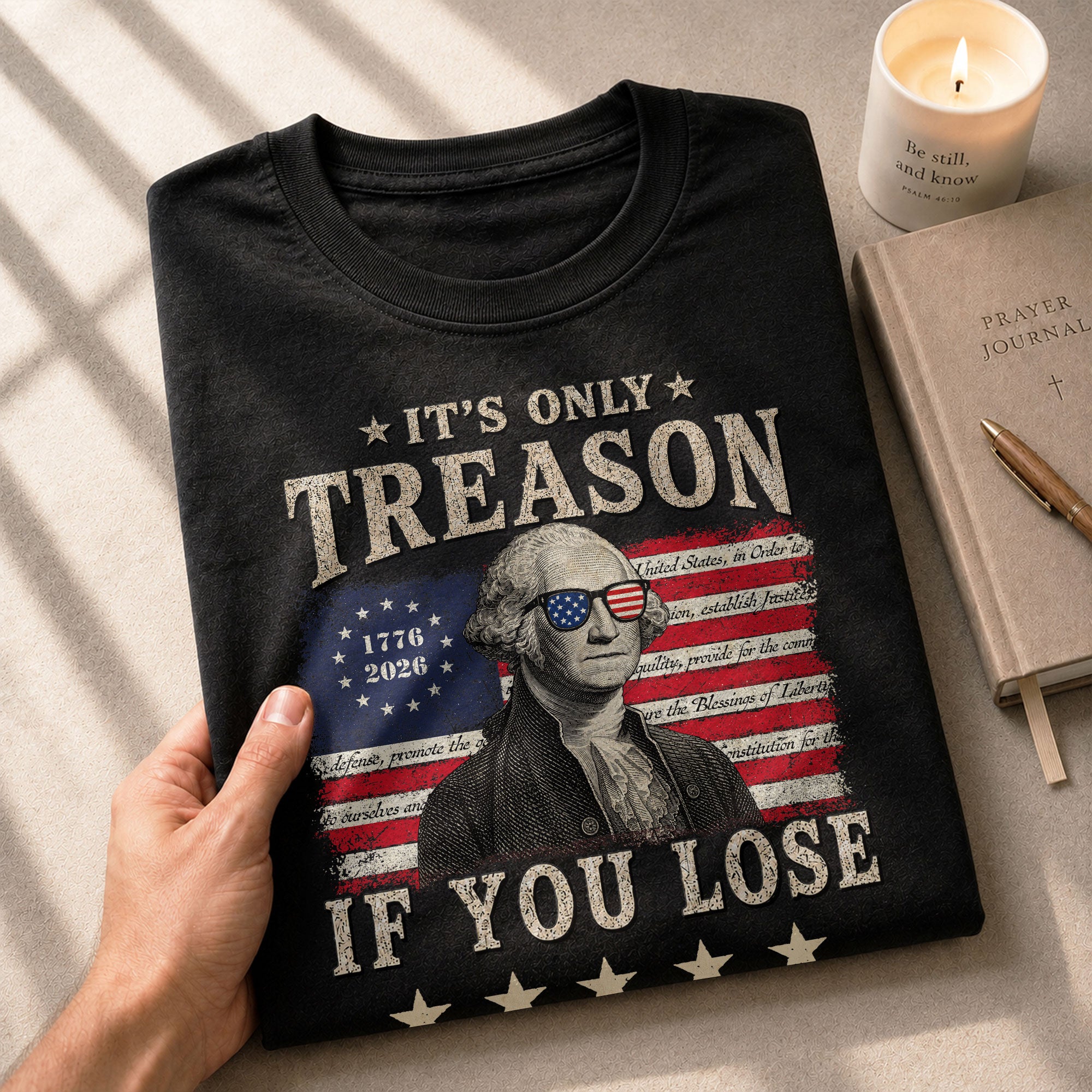 It's Only Treason If You Lose T-Shirt George Washington Patriotic Flag Graphic Tee - Rust Field Wear