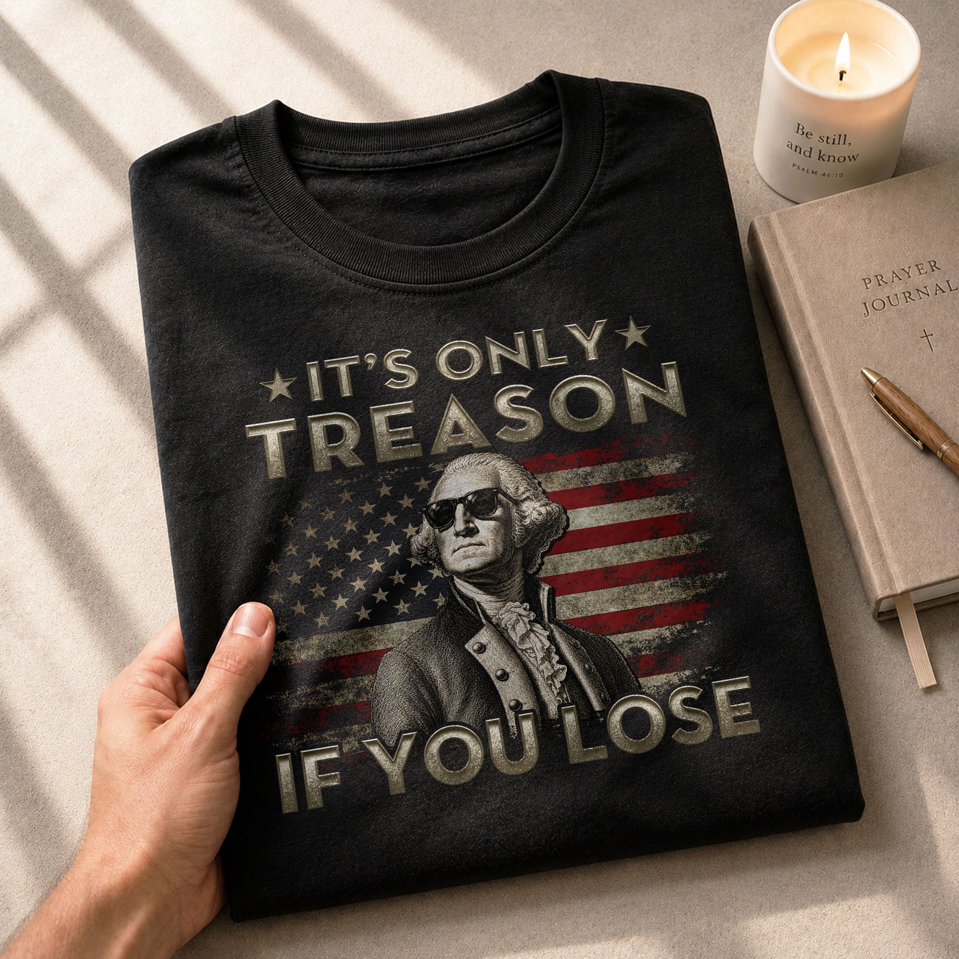 It's Only Treason If You Lose T-Shirt Patriotic George Washington American Flag Tee - Rust Field Wear