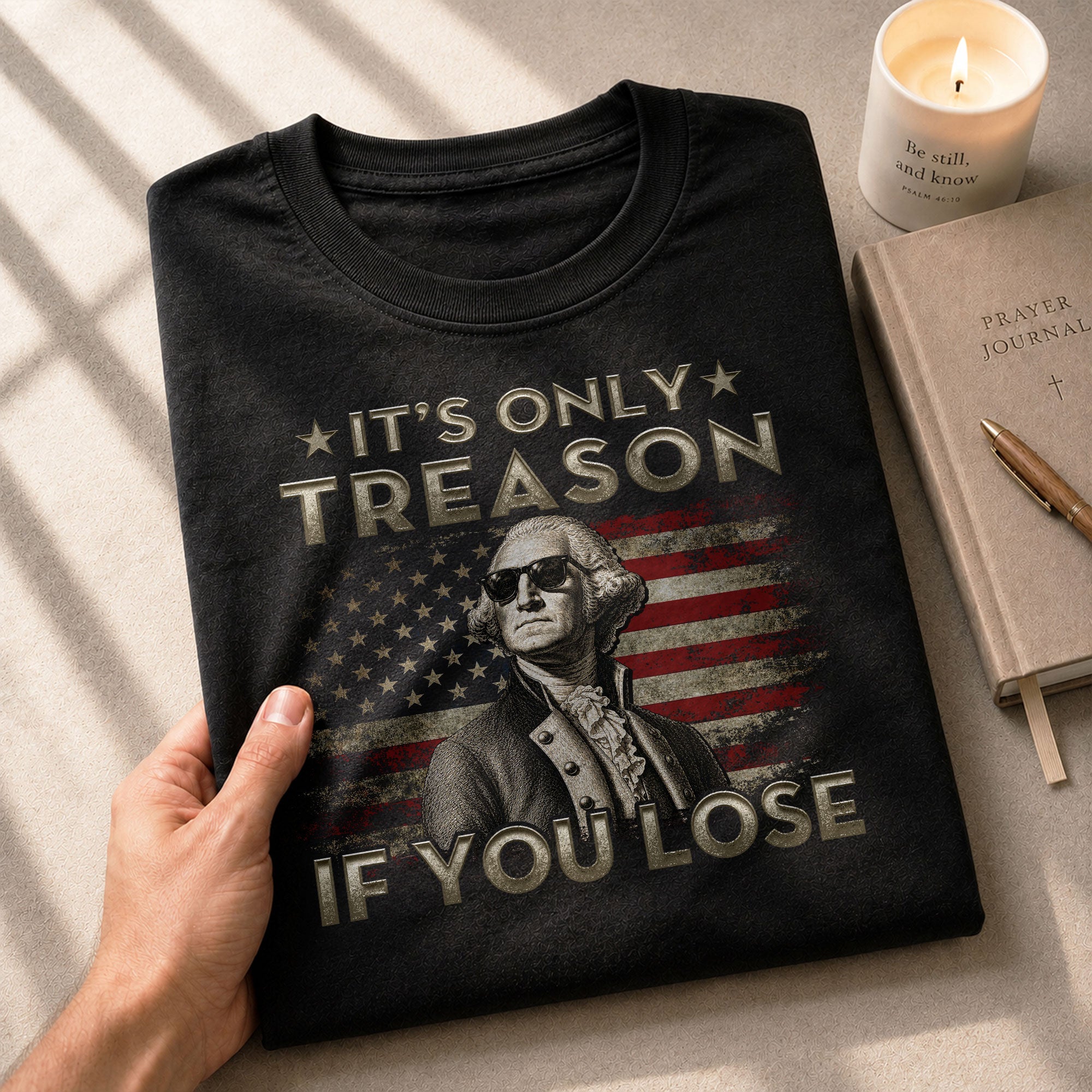 It's Only Treason If You Lose T-Shirt Patriotic George Washington American Flag Tee - Rust Field Wear