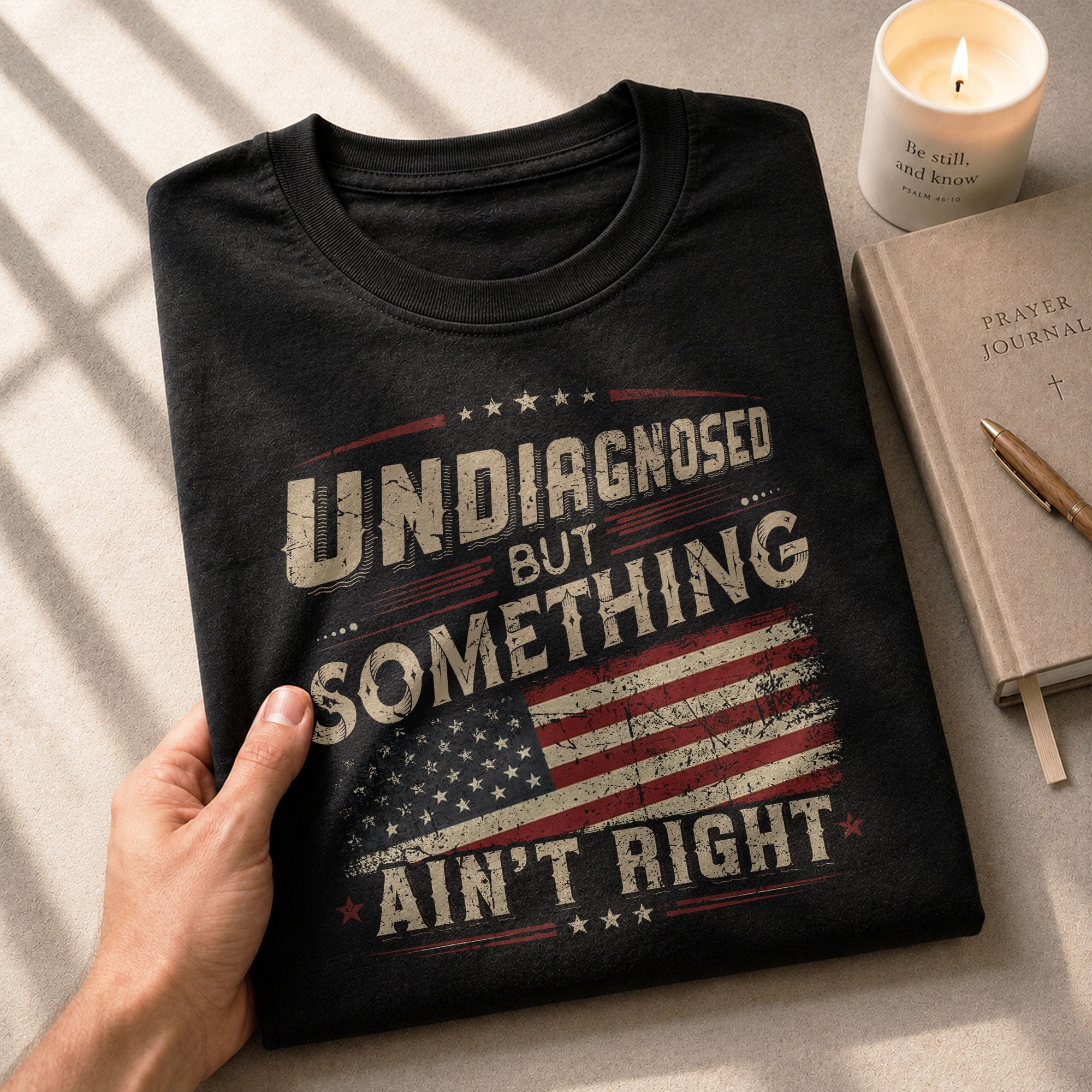 Undiagnosed But Something Ain't Right T-Shirt Vintage USA Flag Patriotic Graphic Tee - Rust Field Wear