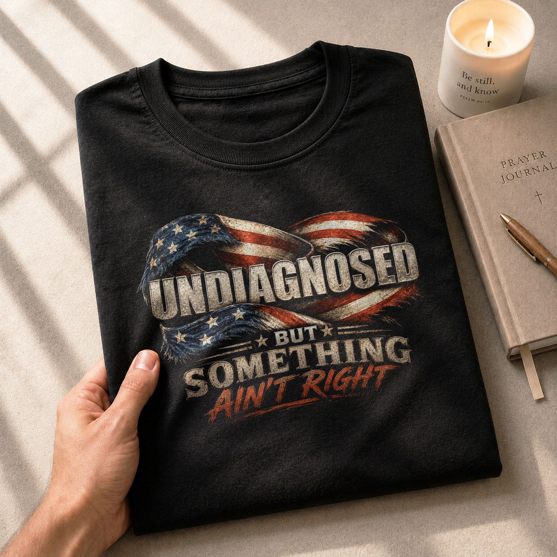 Undiagnosed But Something Ain't Right Eagle Flag T-Shirt Funny Patriotic Graphic Tee - Rust Field Wear