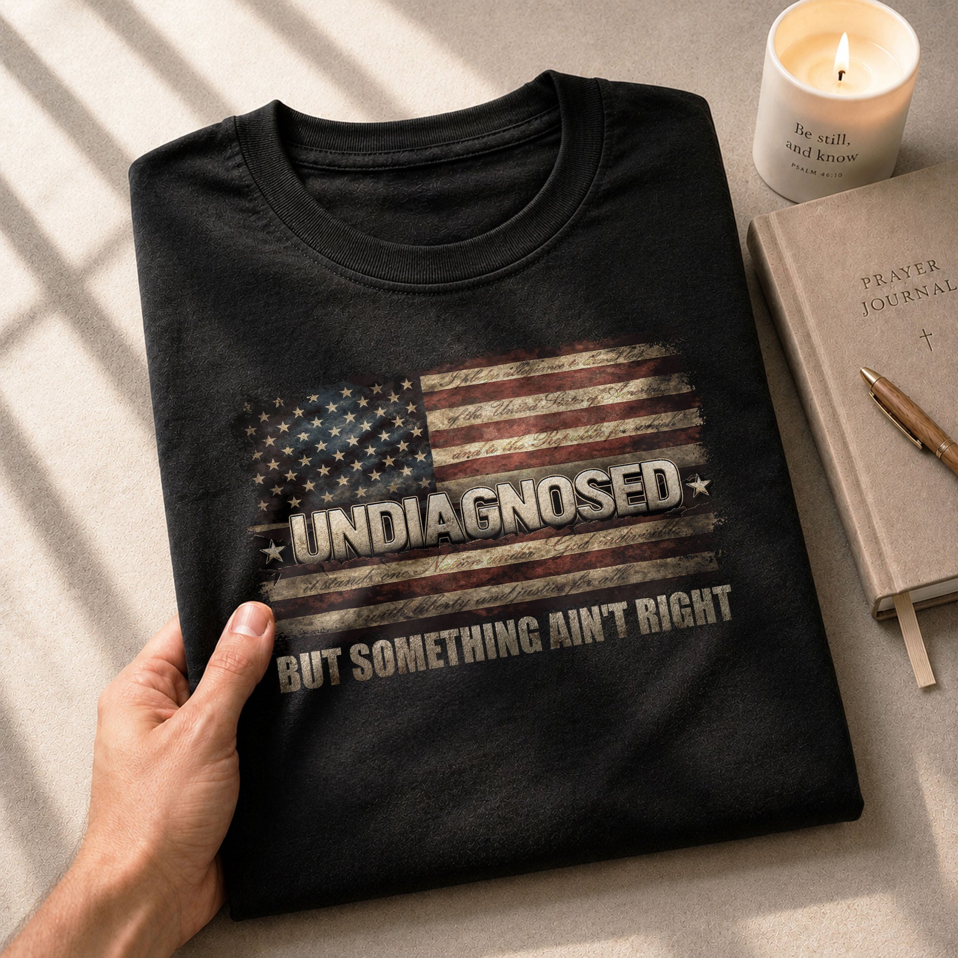 Undiagnosed But Something Ain't Right T-Shirt Vintage American Flag Graphic Tee - Rust Field Wear
