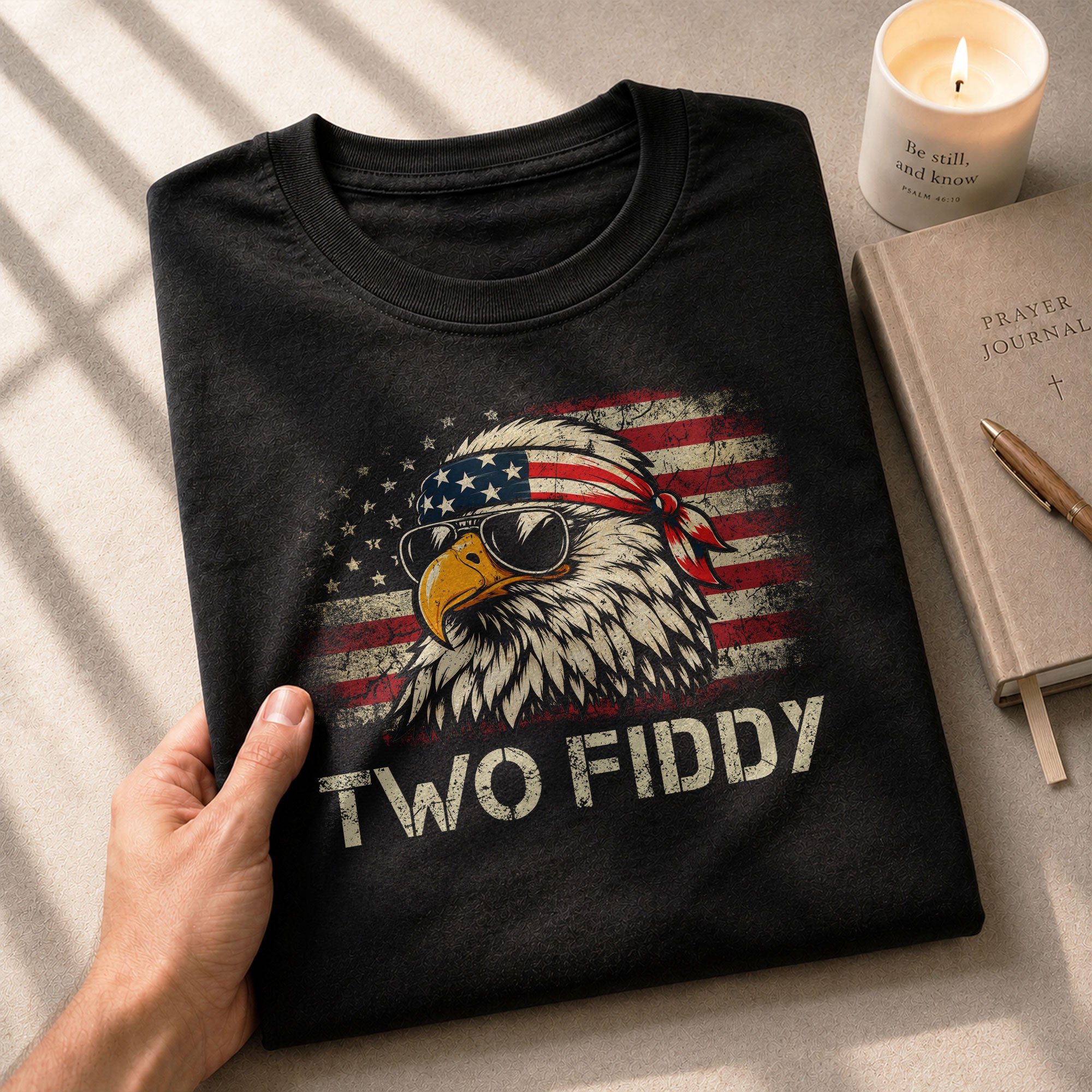Two Fiddy Eagle Graphic T-Shirt - Vintage American Heritage Patriotic Celebration Tee - Rust Field Wear
