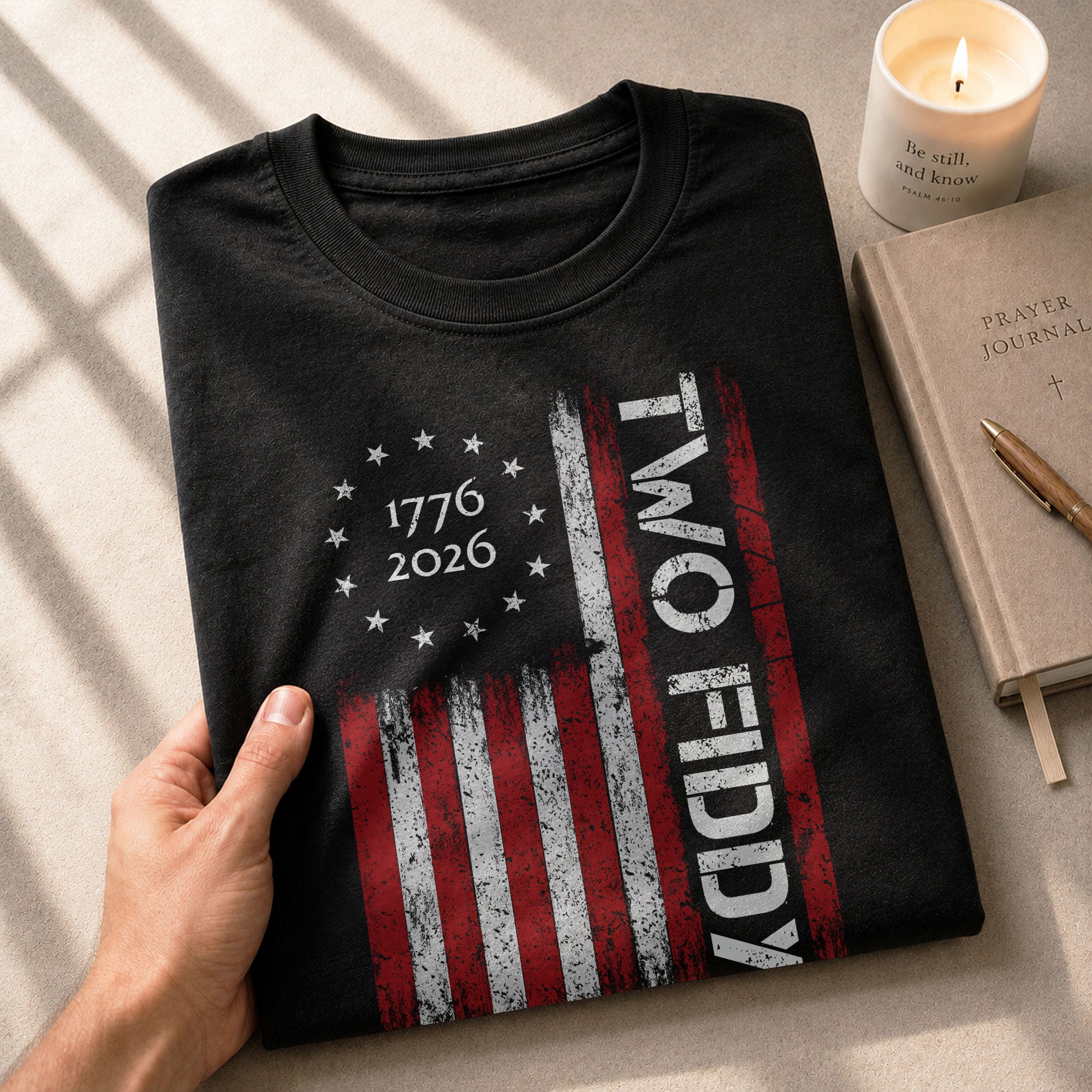 Vintage American Two Fiddy 1776-2026 Flag Graphic Apparel - Patriotic Anniversary Top - Rust Field Wear