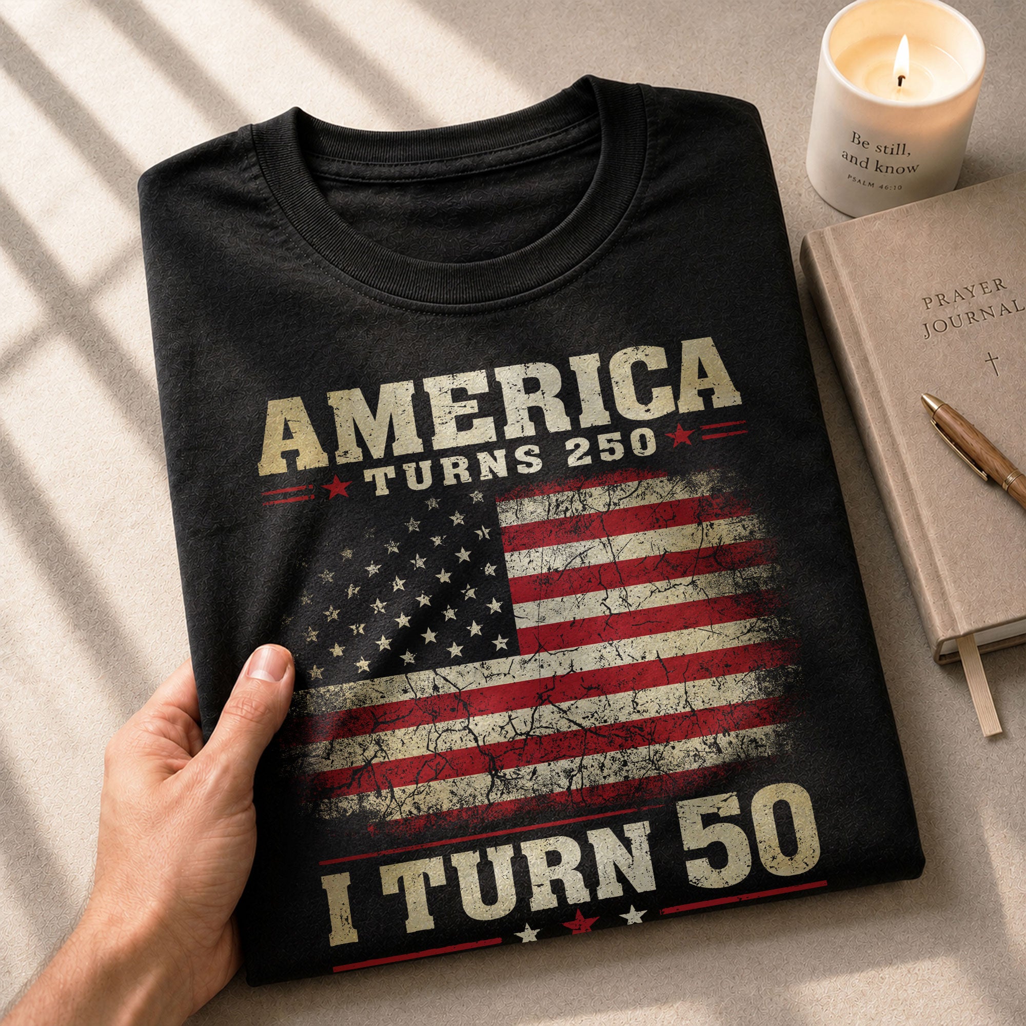 Patriotic 1776 2026 Birthday Tee Celebrating America Turns 250 And I Turn 50 Graphic Shirt - Rust Field Wear
