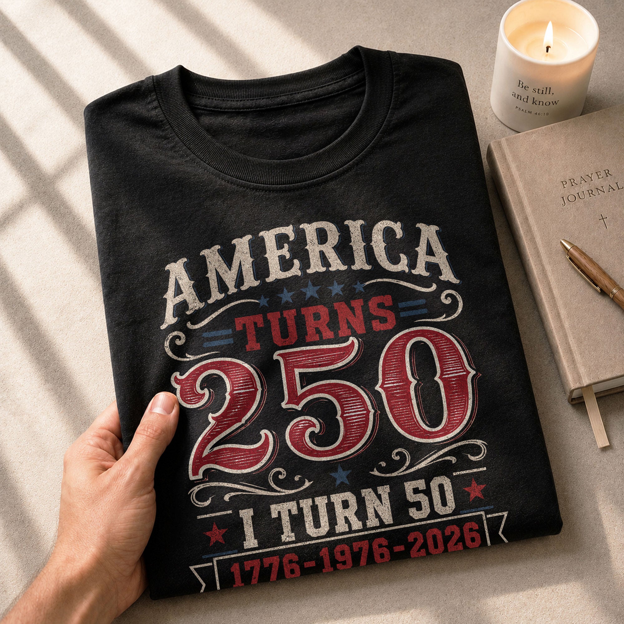 Classic 1776 1976 2026 Birthday Shirt America Turns 250 Plus I Turn 50 Patriotic Graphic Tee - Rust Field Wear