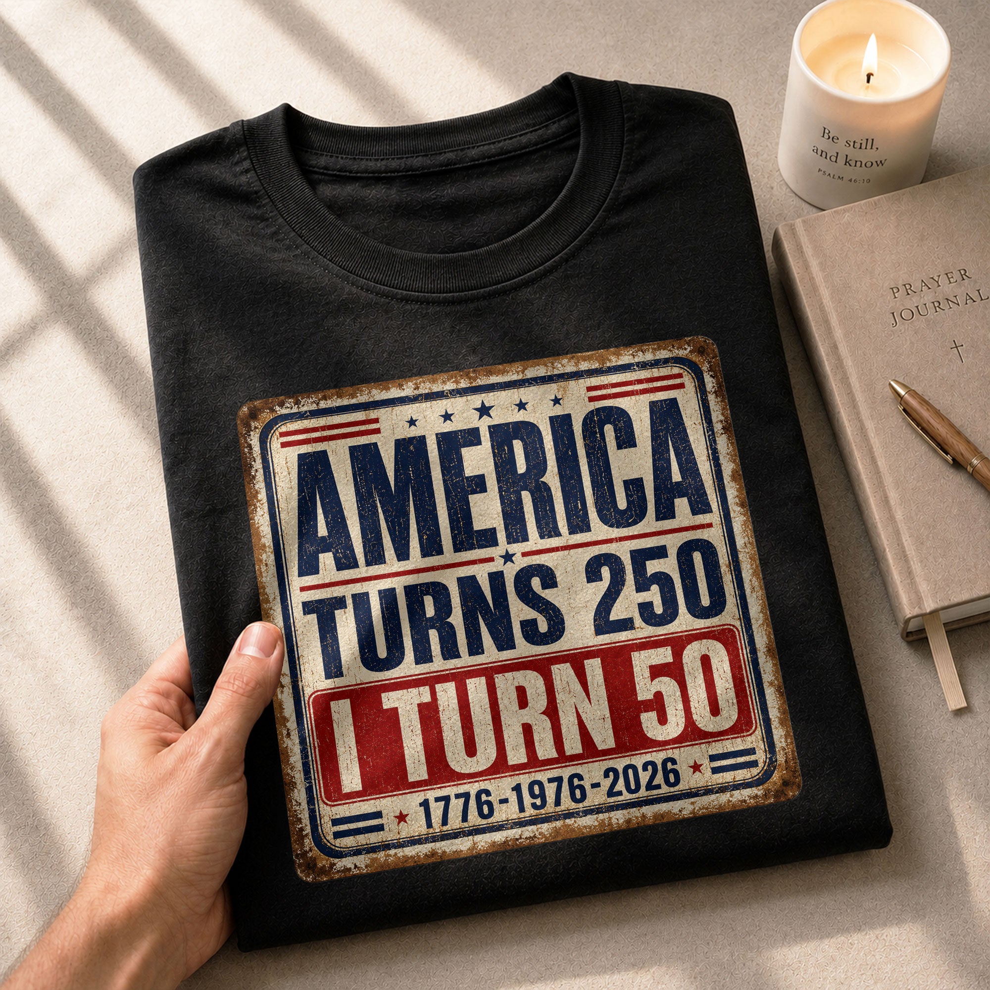 Distressed 1776 1976 2026 Birthday T Shirt America Turns 250 And I Turn 50 Anniversary Tee - Rust Field Wear