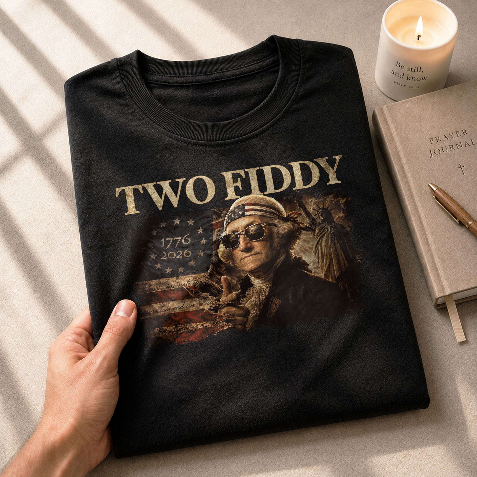 Two Fiddy George Washington 1776 2026 Patriotic Graphic Tee American Heritage Shirt - Rust Field Wear