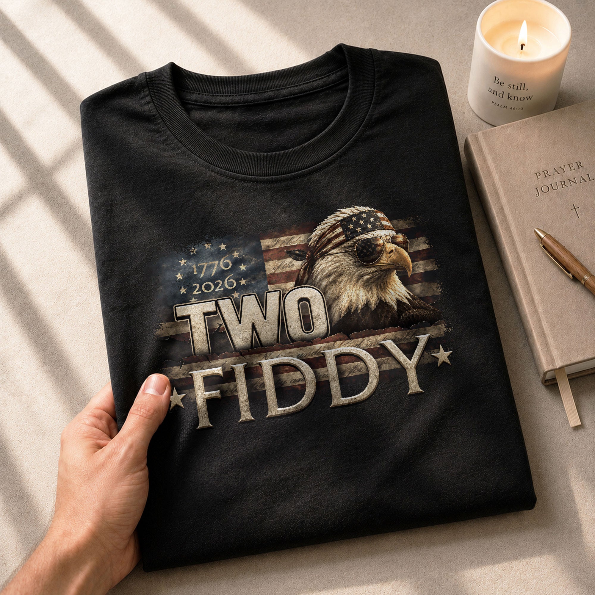 Two Fiddy 1776 2026 Graphic Tee Bald Eagle Patriotic Apparel Heritage Clothing - Rust Field Wear