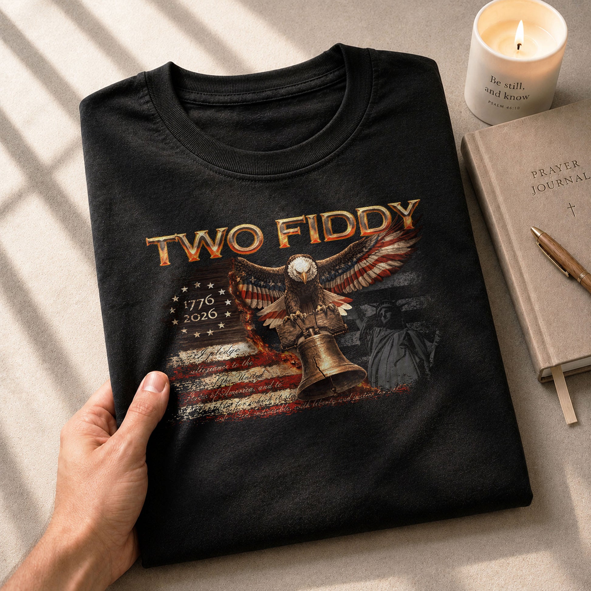 Two Fiddy 1776 2026 Patriotic Graphic Tee Eagle And Liberty Bell Heritage Style Shirt - Rust Field Wear