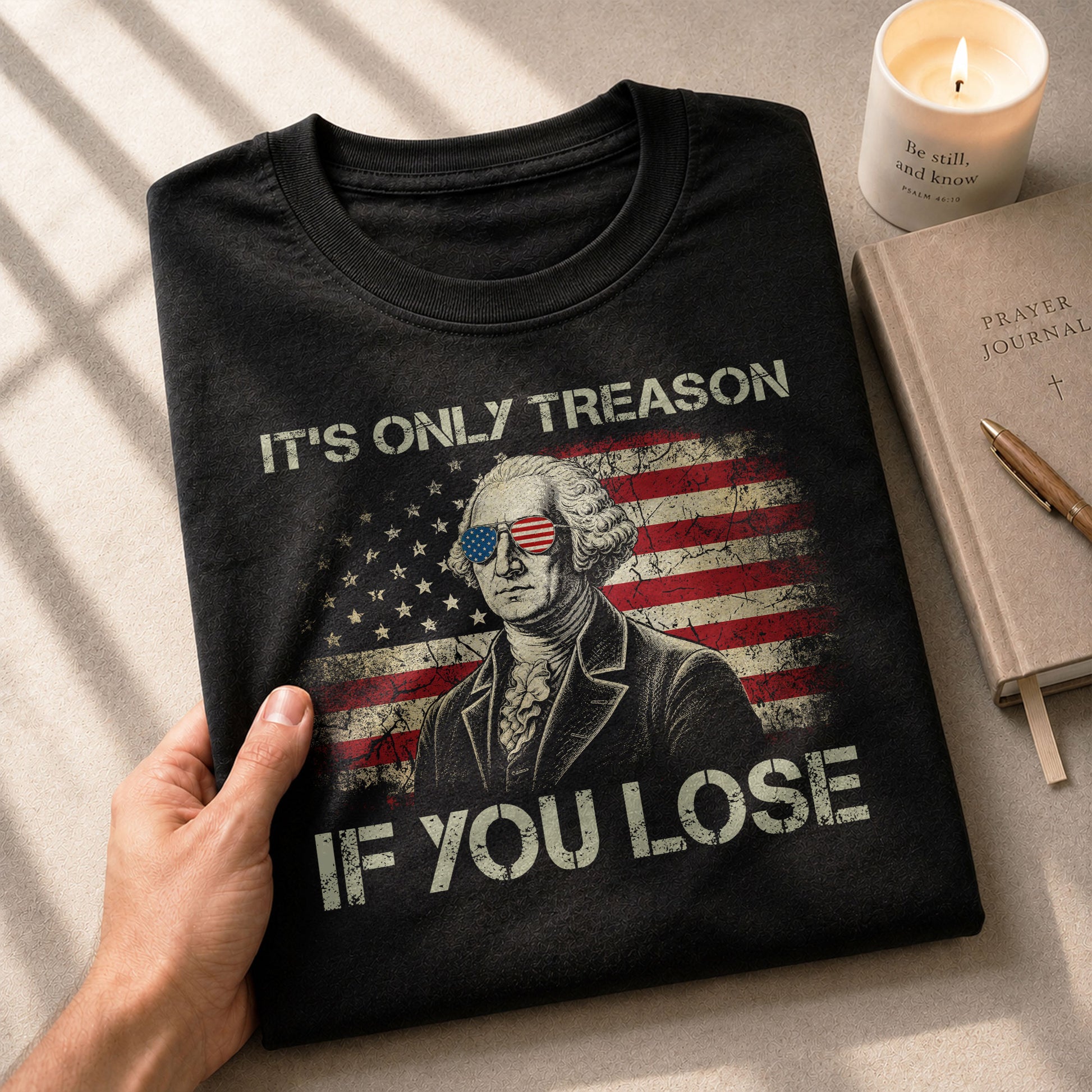 It's Only Treason If You Lose Shirt Patriotic 1776 George Washington US Flag T-Shirt - Rust Field Wear
