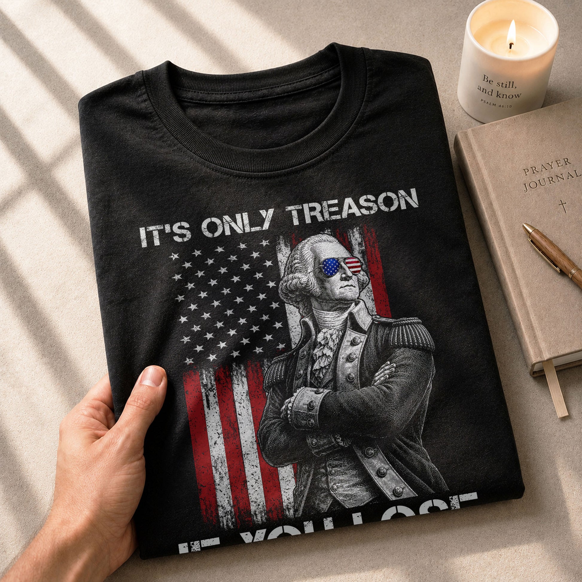 It's Only Treason If You Lose Shirt Patriotic George Washington Retro Flag Men T-Shirt - Rust Field Wear