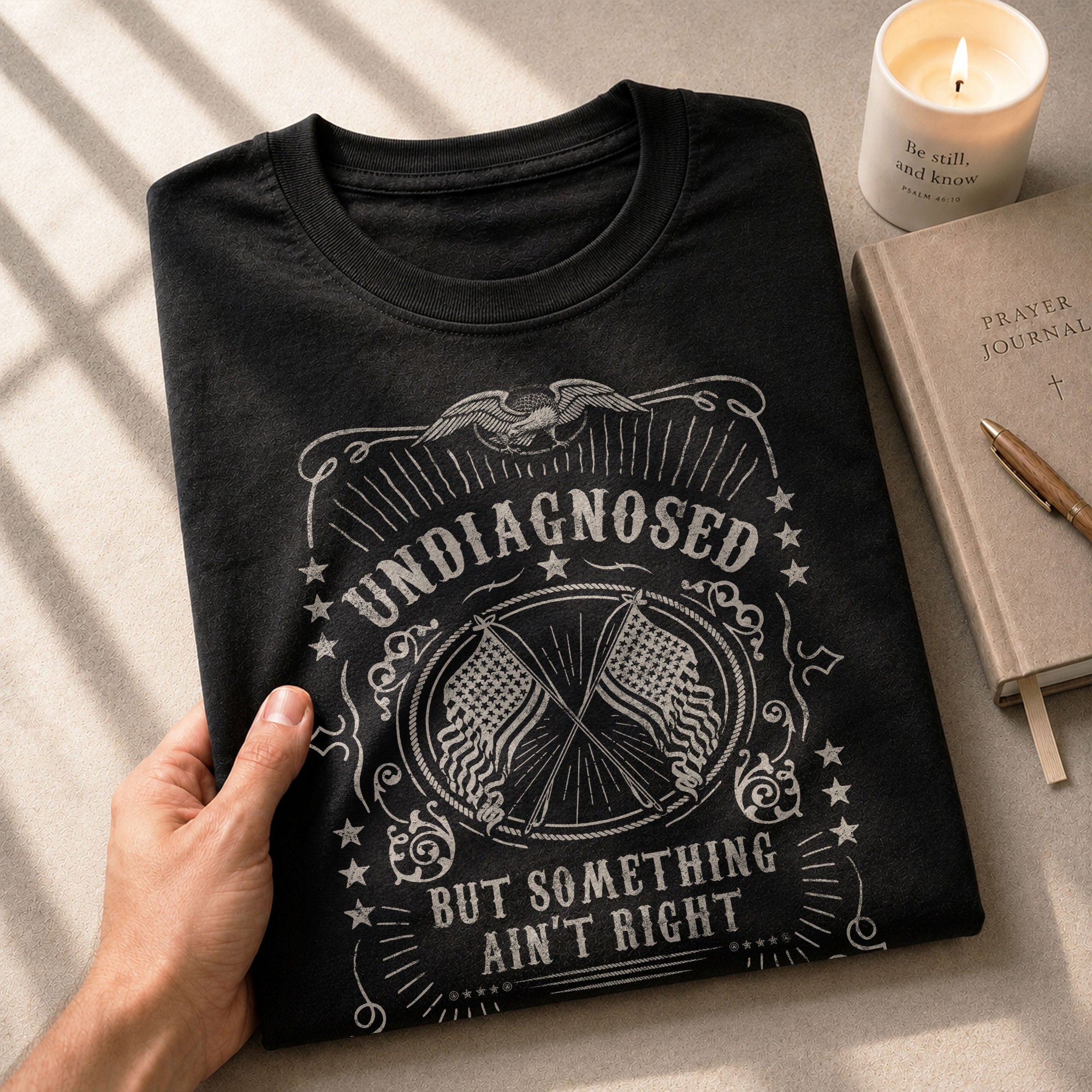 Undiagnosed But Something Ain't Right Graphic Tee Vintage Eagle Flag Patriotic Shirt - Rust Field Wear
