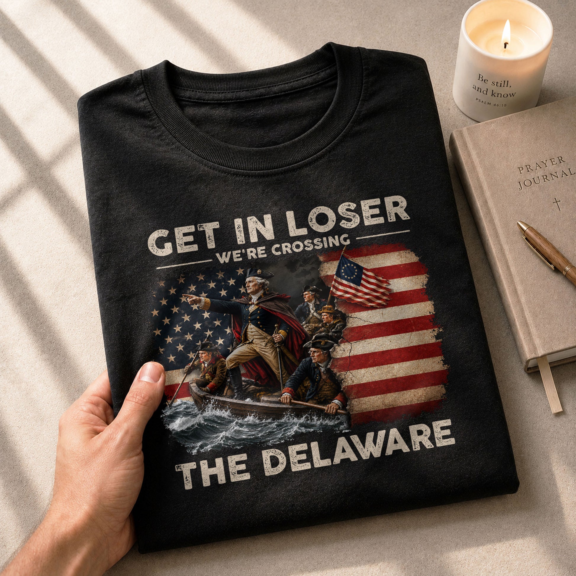 Get In Loser We're Crossing The Delaware Shirt Funny George Washington Historical Tee - Rust Field Wear