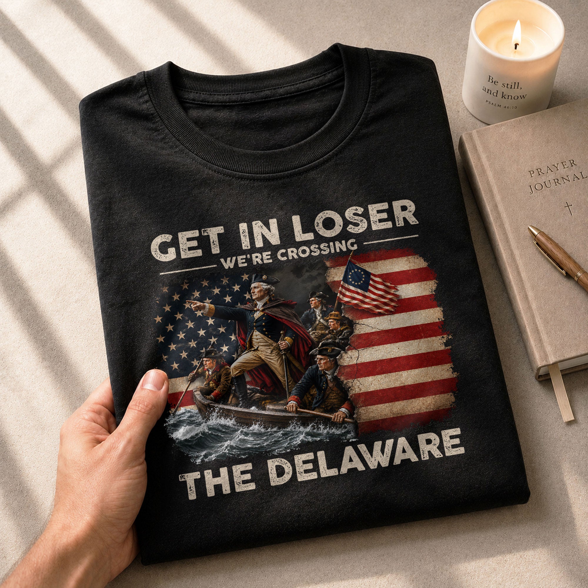 Get In Loser We're Crossing The Delaware Shirt Funny George Washington Historical Tee - Rust Field Wear