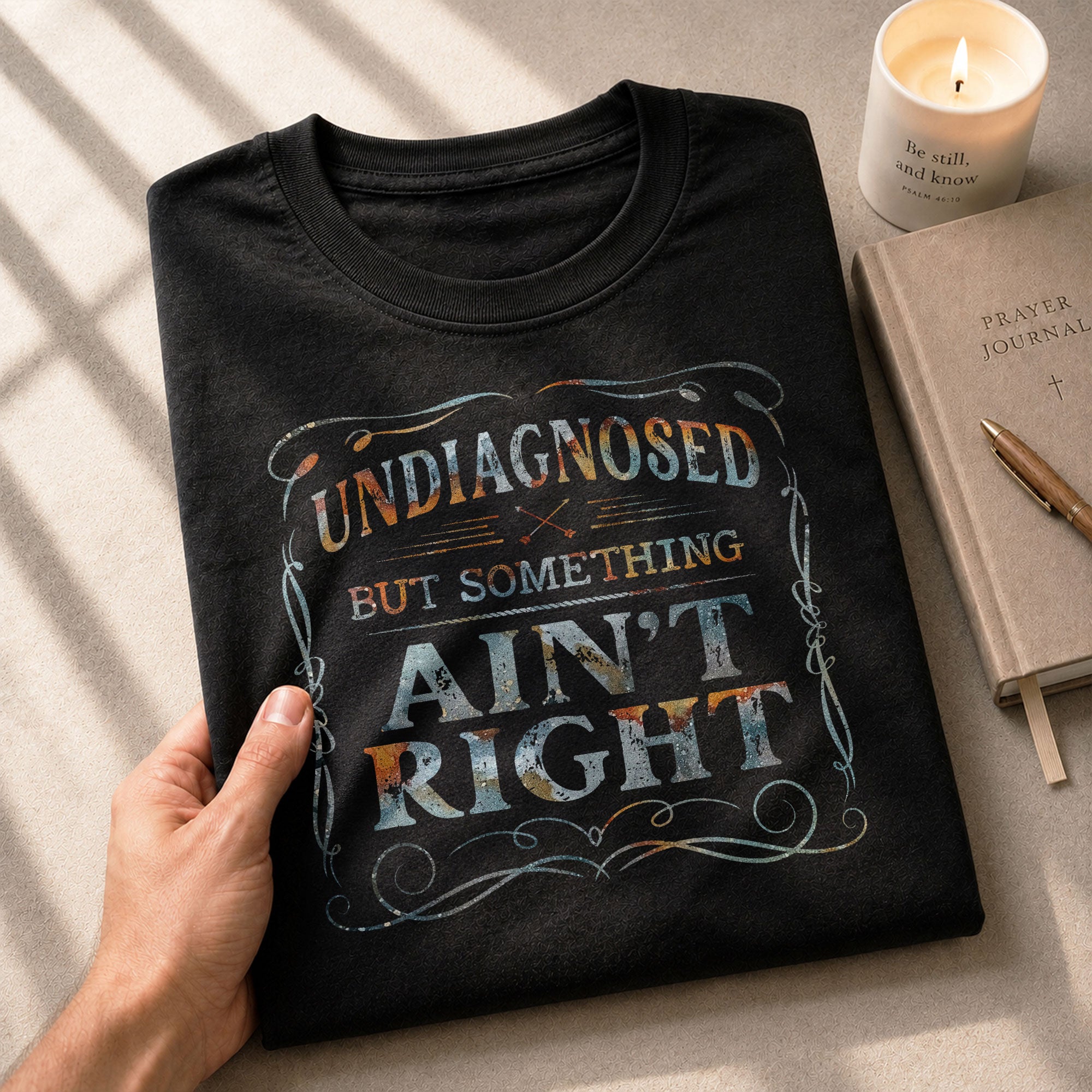 Undiagnosed But Something Ain't Right T-Shirt Rusty Vintage Ornate Graphic Apparel - Rust Field Wear