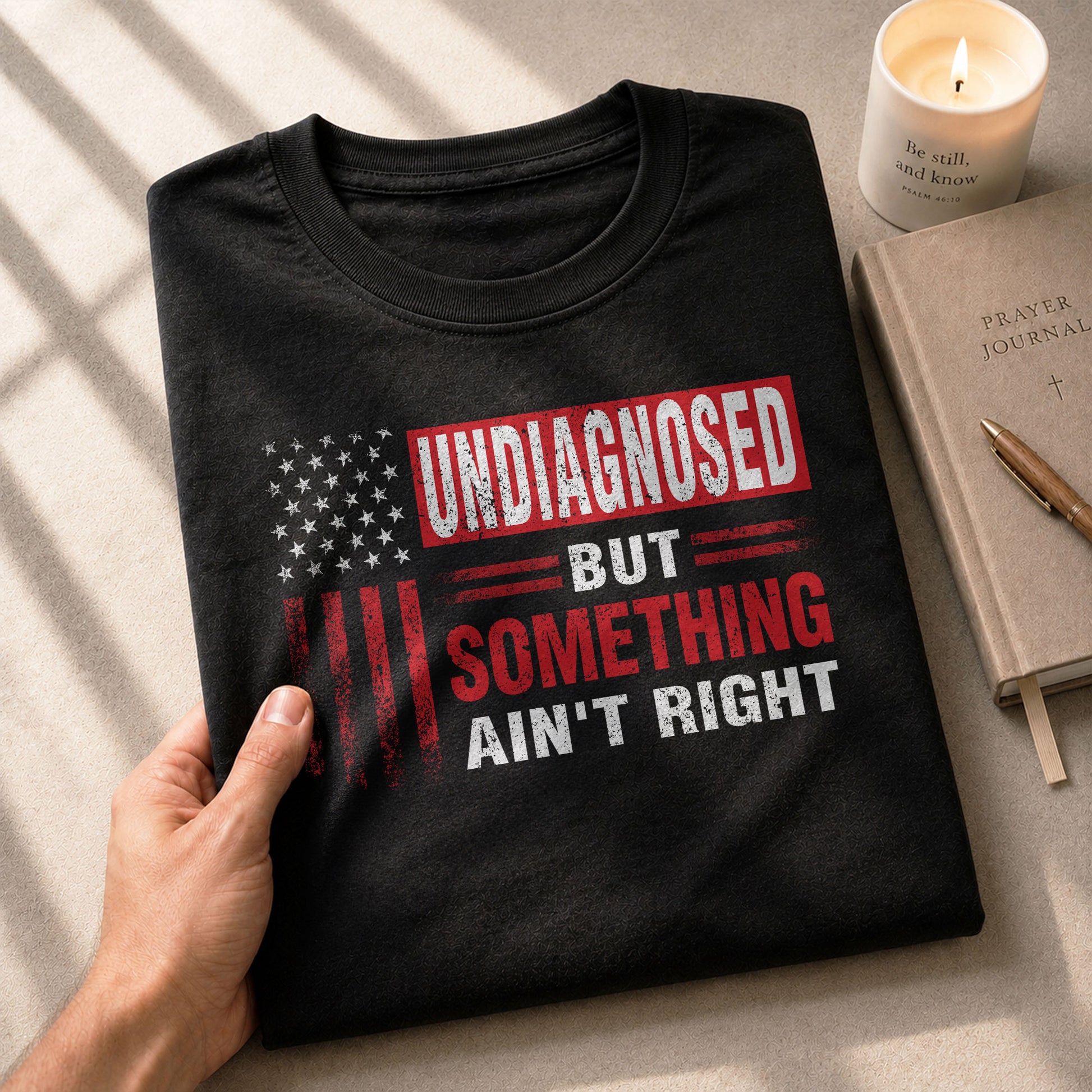 Undiagnosed But Something Ain't Right T-Shirt Patriotic American Flag Distressed Tee - Rust Field Wear