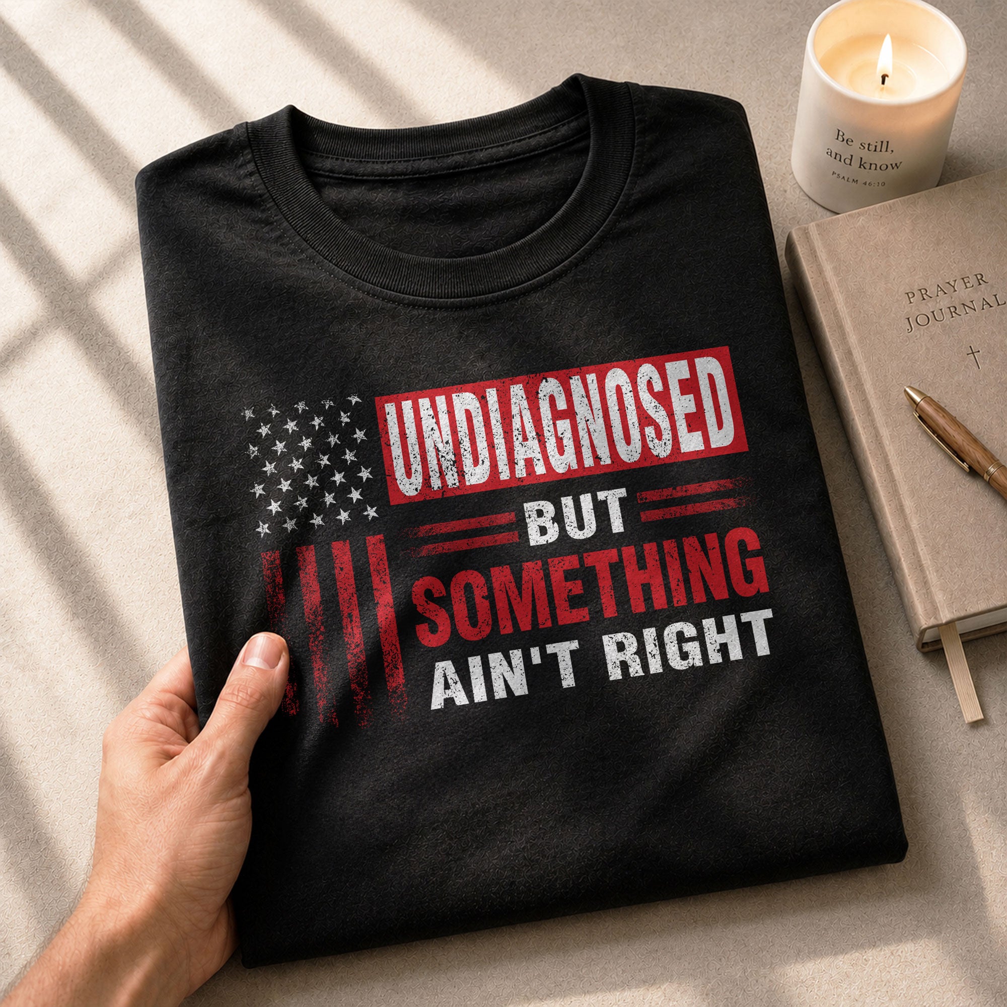 Undiagnosed But Something Ain't Right T-Shirt Patriotic American Flag Distressed Tee - Rust Field Wear