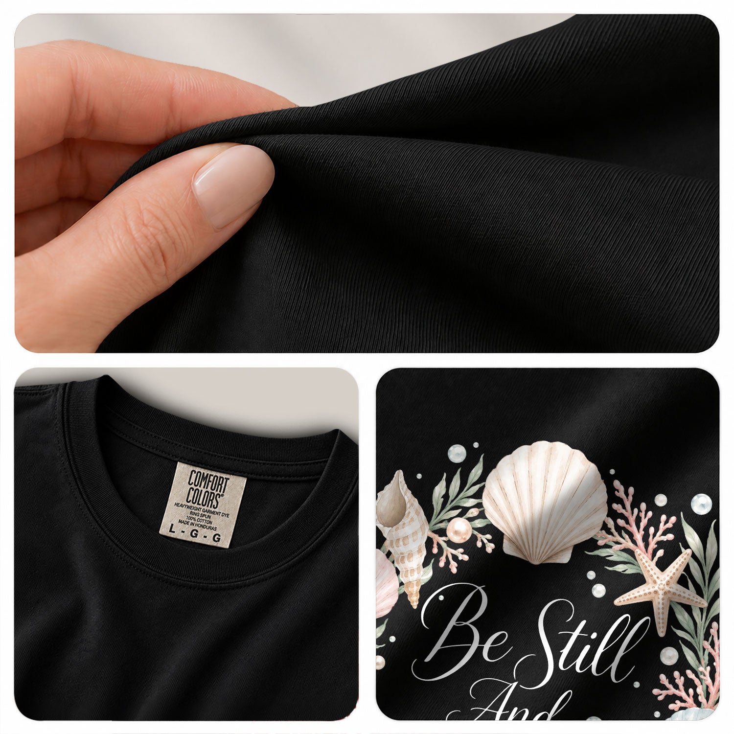 Be Still And Know Shirt Seashell Wreath Beach Christian Psalm 46 10 Faith Graphic Tee - Rust Field Wear