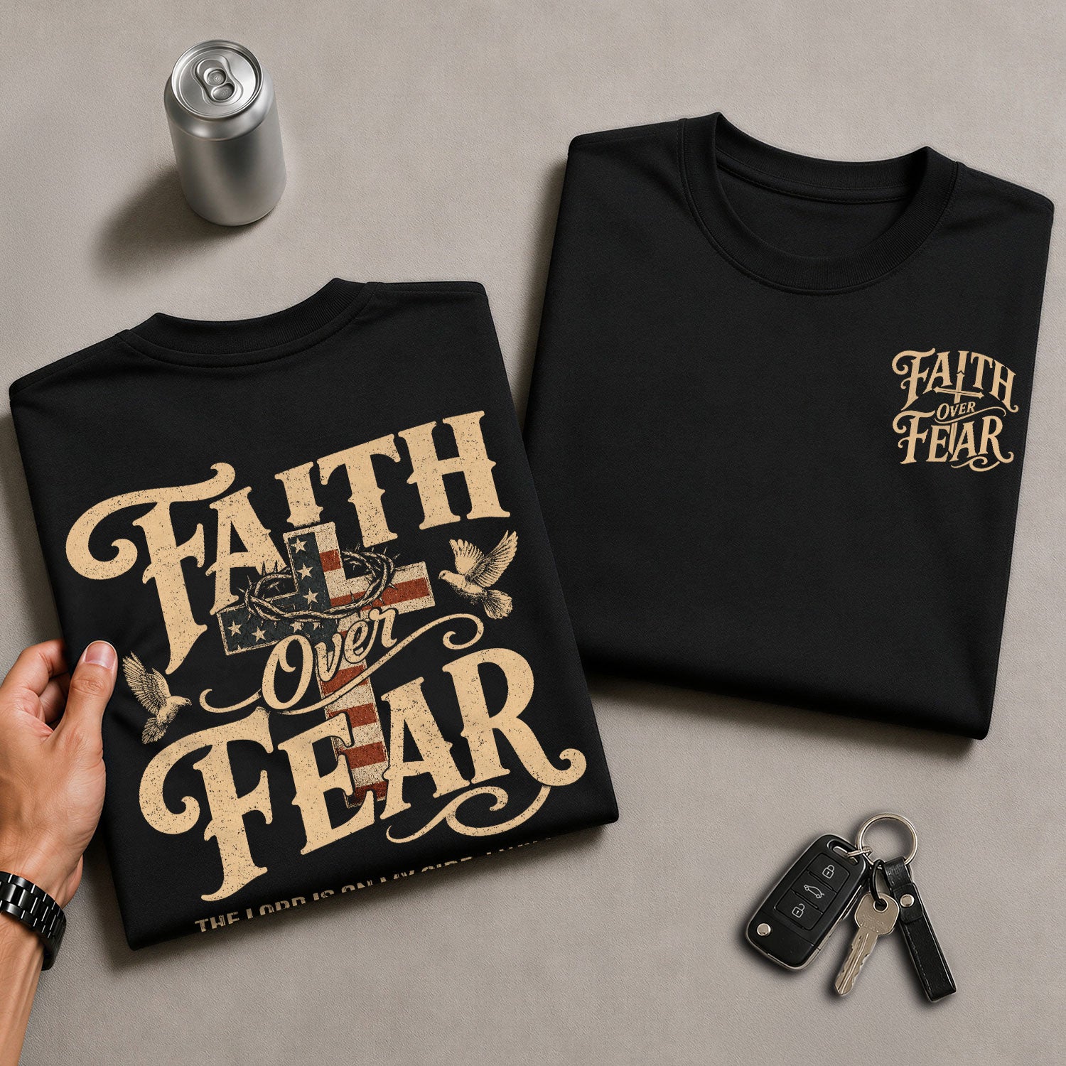 Faith Over Fear Christian Shirt Psalm 118:6 Patriotic Religious Graphic Faith Tee