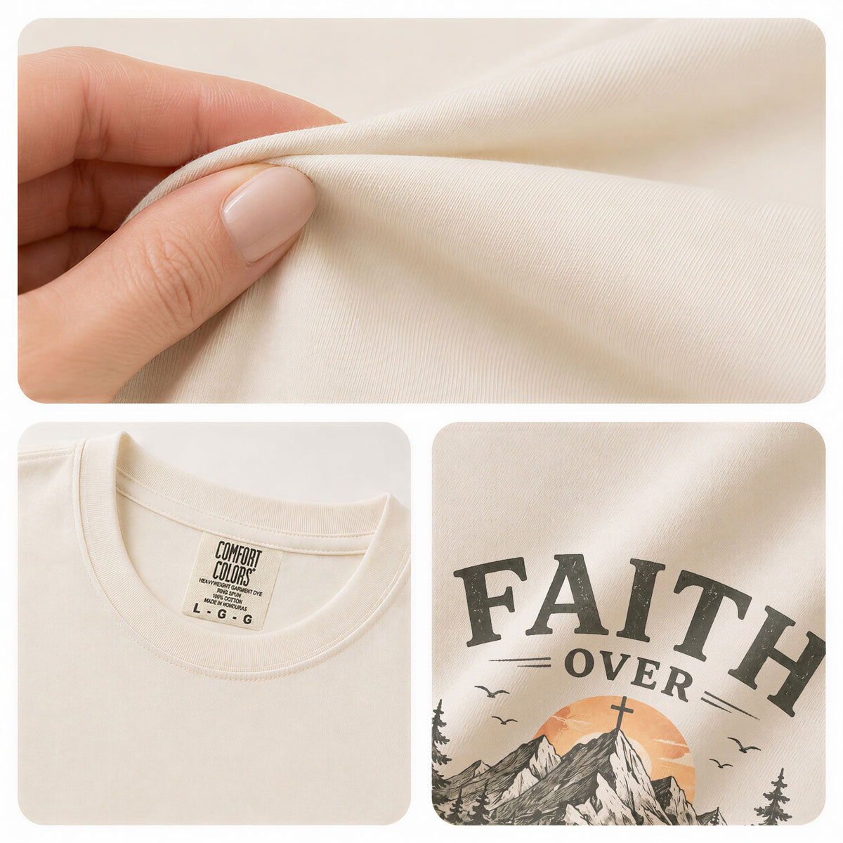 Faith Over Fear Christian Women Shirt Mountain Cross Graphic Inspirational Faith Tee - Rust Field Wear