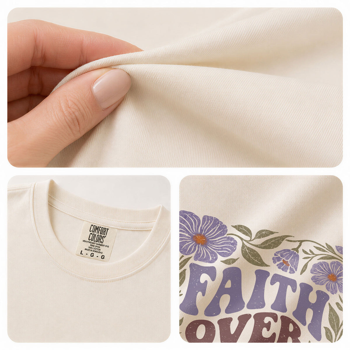 Faith Over Fear Christian Women Shirt Purple Floral Bible Verse T-Shirt Psalms 118:6 - Rust Field Wear