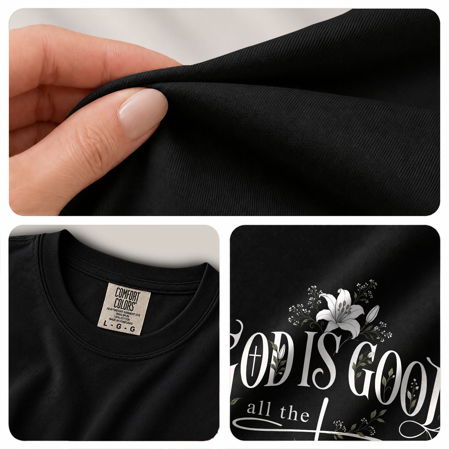 God Is Good All The Time Cross Floral Christian Graphic Casual Crewneck Tee Women - Rust Field Wear