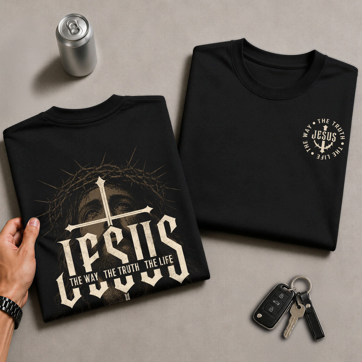 Jesus The Way The Truth The Life Shirt Crown Of Thorns Faith Christian Cross T-Shirt upsale - Rust Field Wear