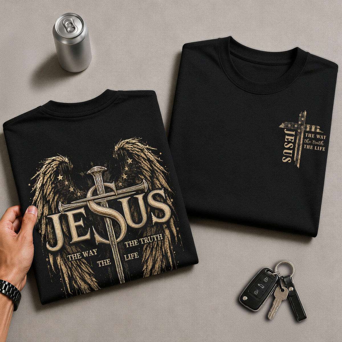 Jesus The Way The Truth The Life T Shirt Christian Cross Angel Wings Faith Tee Apparel - Rust Field Wear