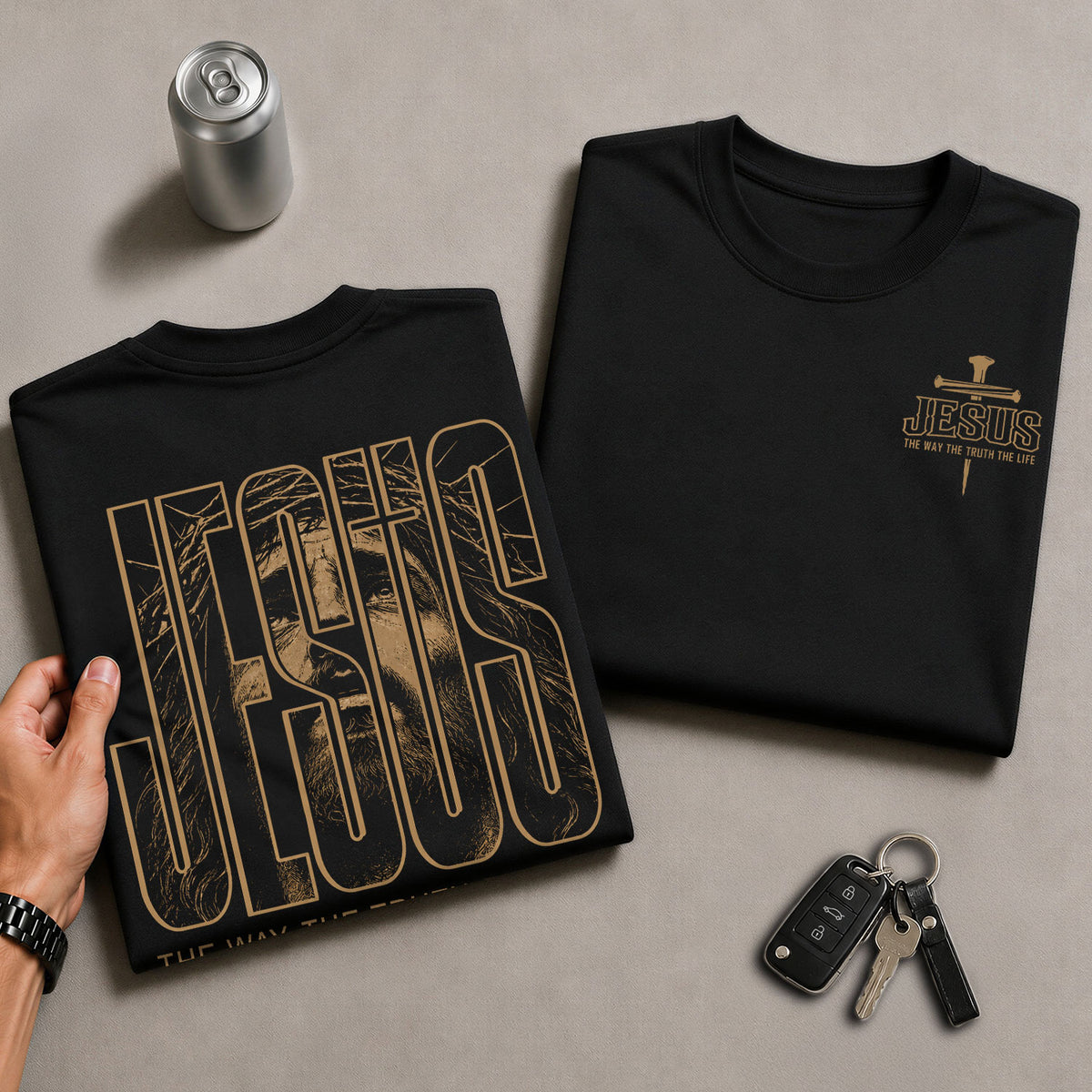 Jesus The Way The Truth The Life T Shirt Christian Portrait Crown Of Thorns Tee Top - Rust Field Wear