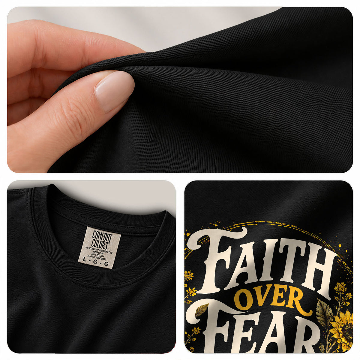 Faith Over Fear Sunflower T-Shirt Christian Verse Psalms 118:6 Floral Gift Tee - Rust Field Wear