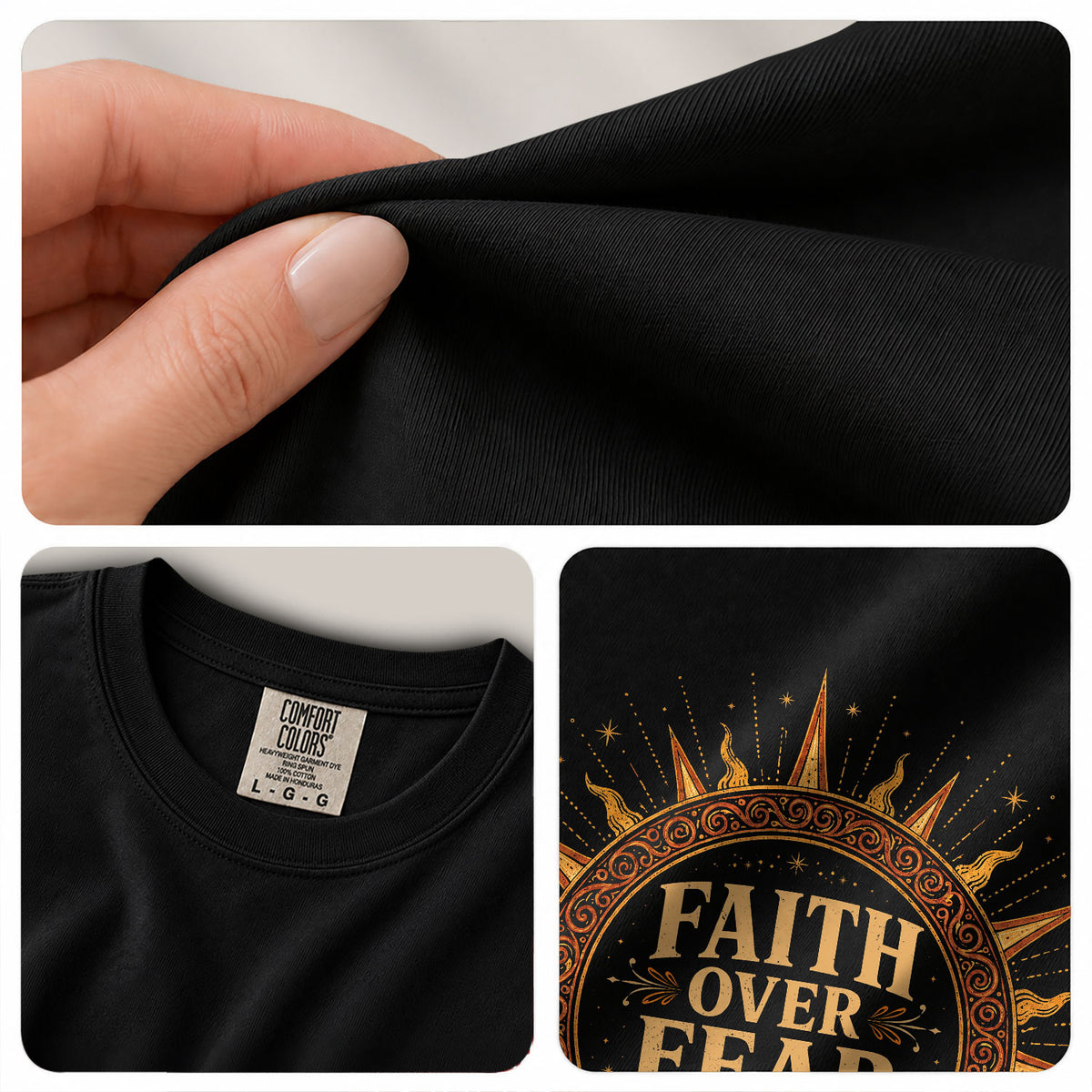 Faith Over Fear T Shirt Christian Women Sun Psalms 118 6 Religious Tee Apparel Top - Rust Field Wear