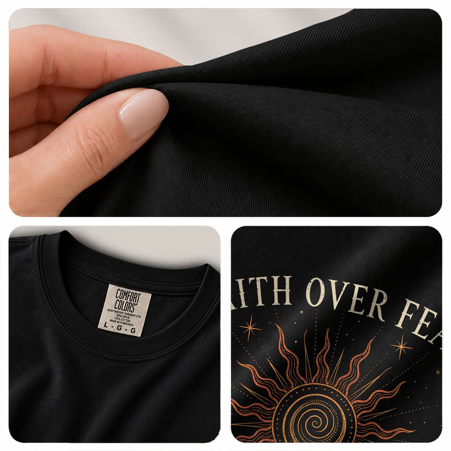Faith Over Fear T Shirt Christian Women Radiant Sun Psalms 118 6 Religious Tee Top - Rust Field Wear