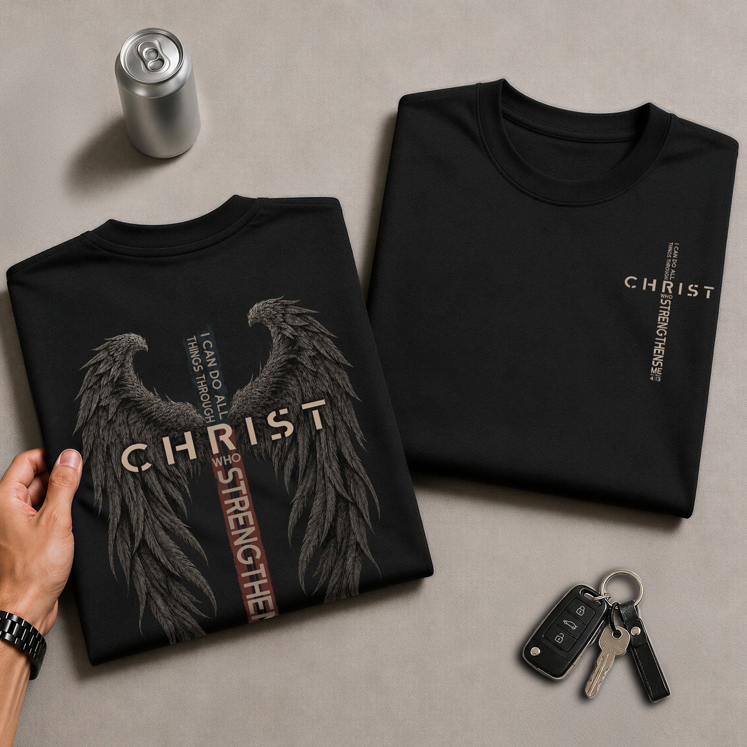 I Can Do All Things Through Christ Shirt Cross Wings Philippians 4 13 Graphic Tee - Rust Field Wear